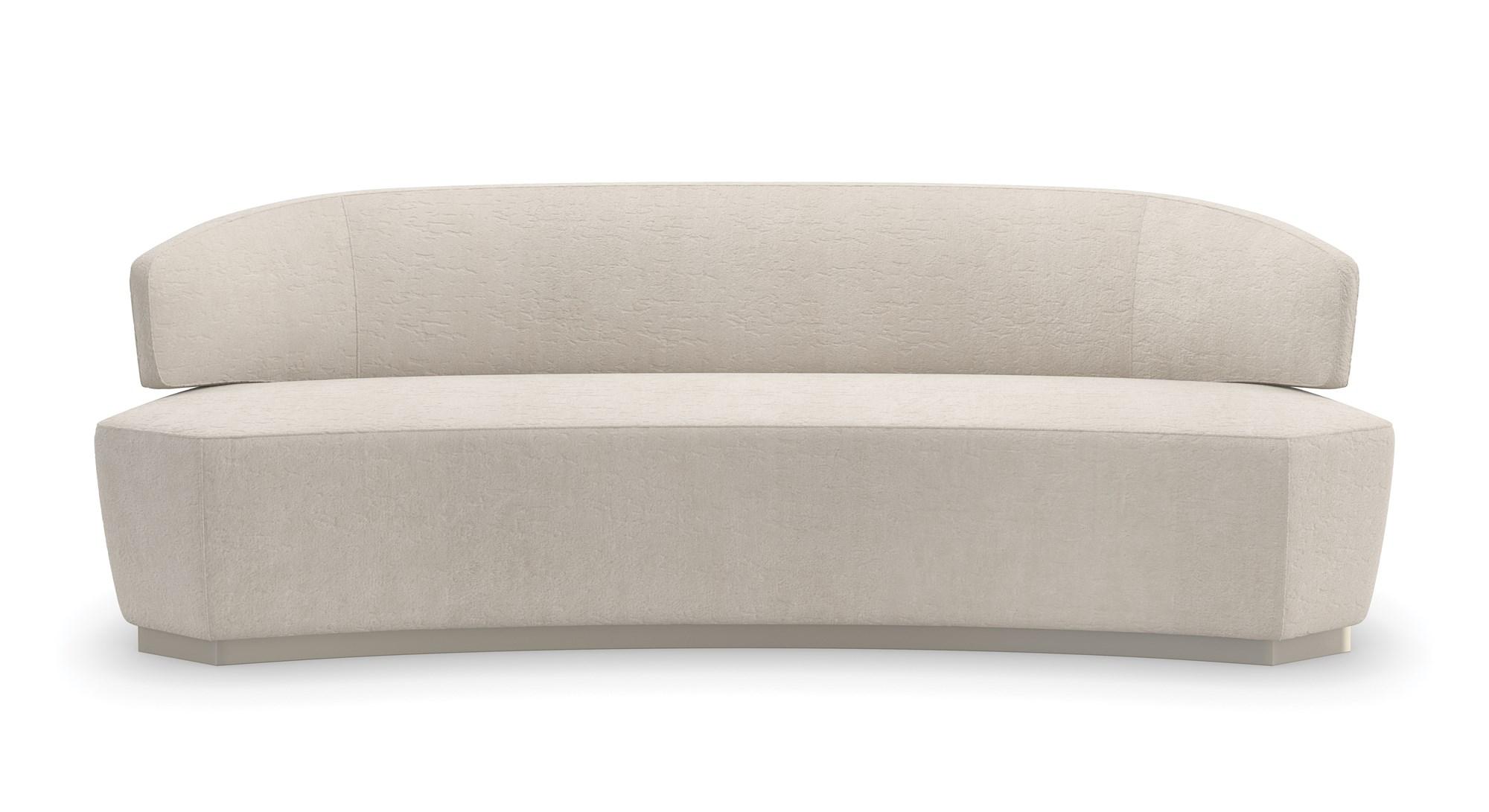 

    
Distressed Ivory Velvet Sparkling Argent Finish OLYMPIA SOFA by Caracole

