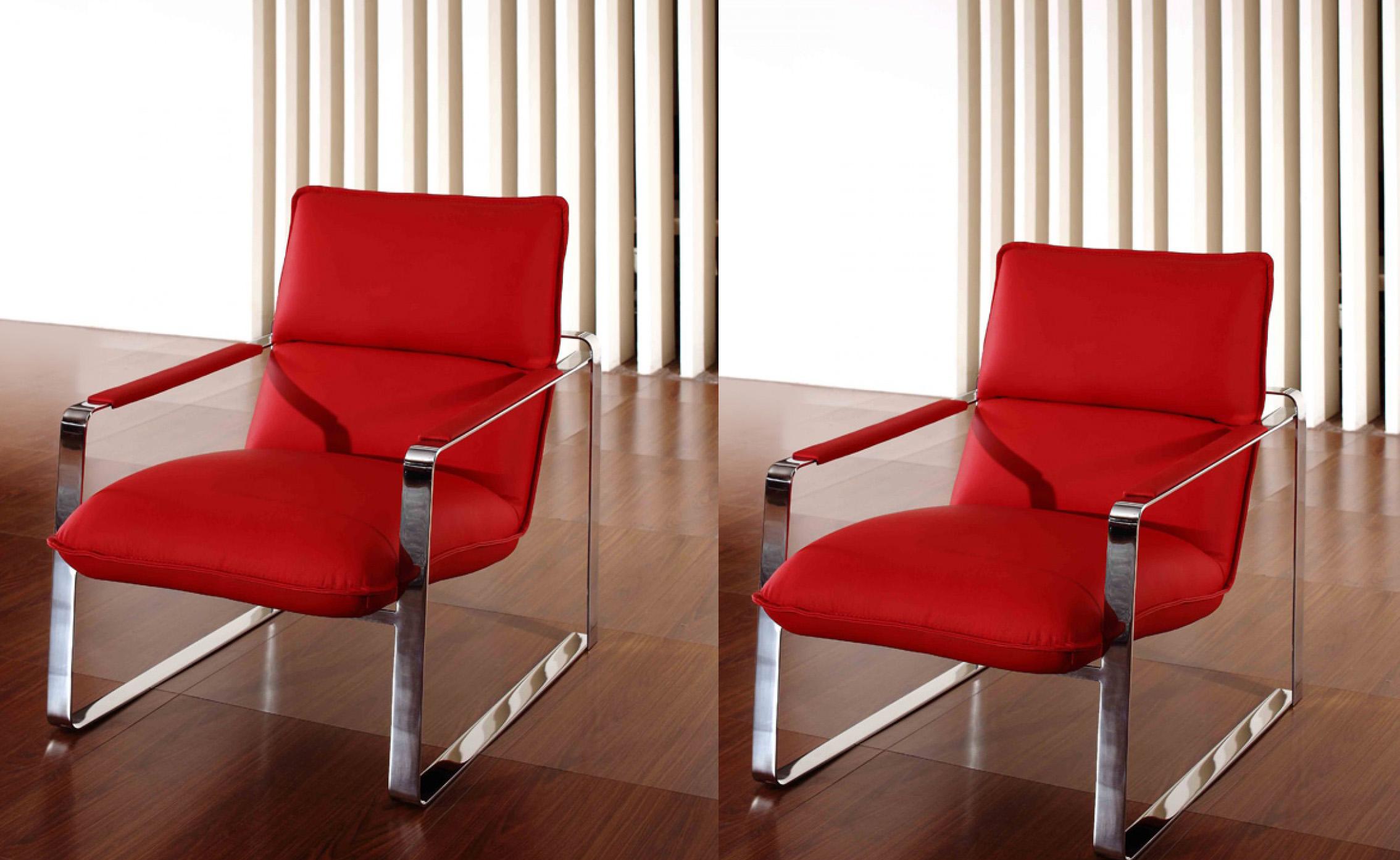 

    
Red Leather Lounge Chair Set 2 Pcs VIG Divani Casa Dunn Contemporary Modern
