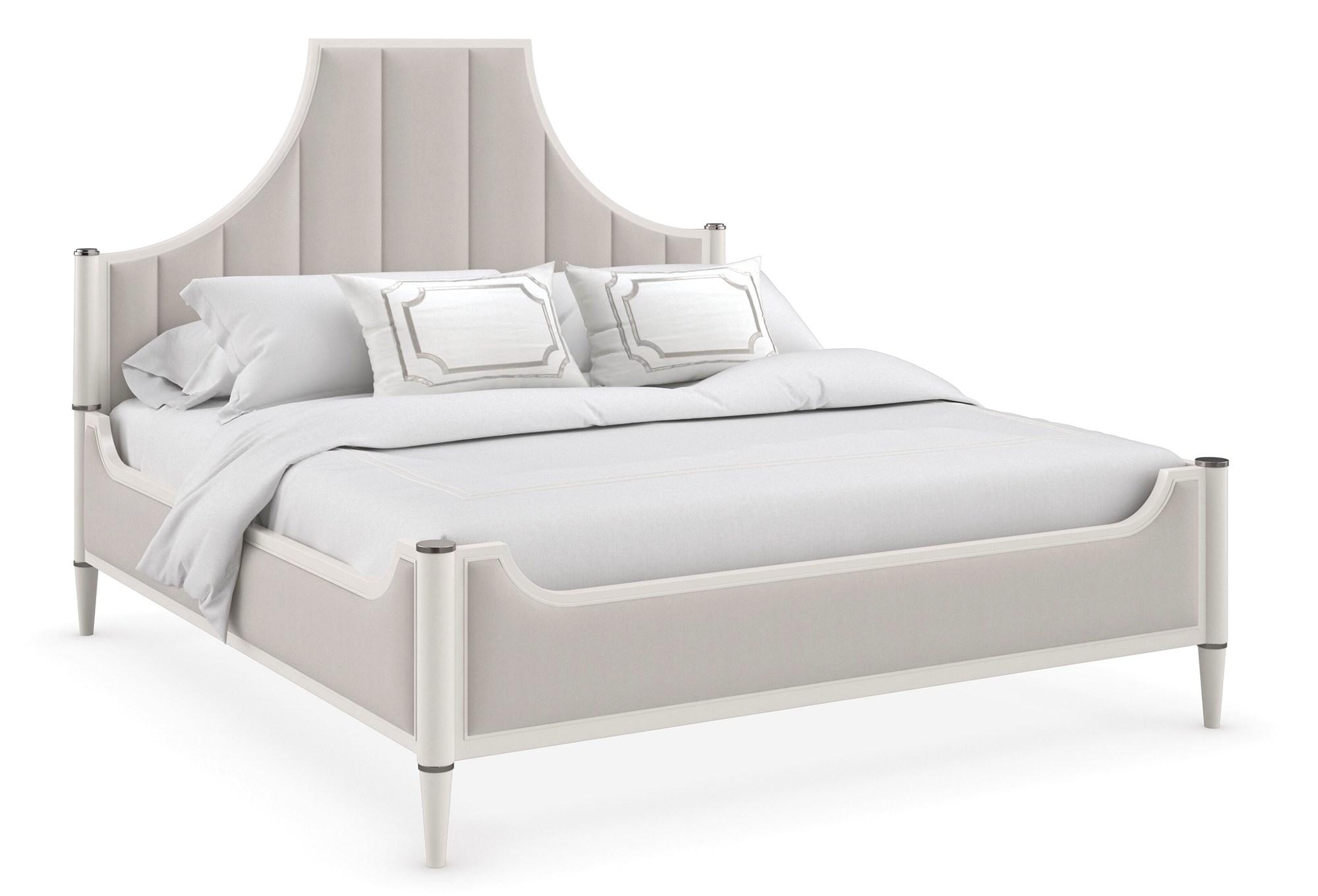 

    
Dove Gray Performance Velvet CAL King Bed Set 5Pcs TO POST OR NOT TO POST-KING / DUAL IMPRESSIONS by Caracole

