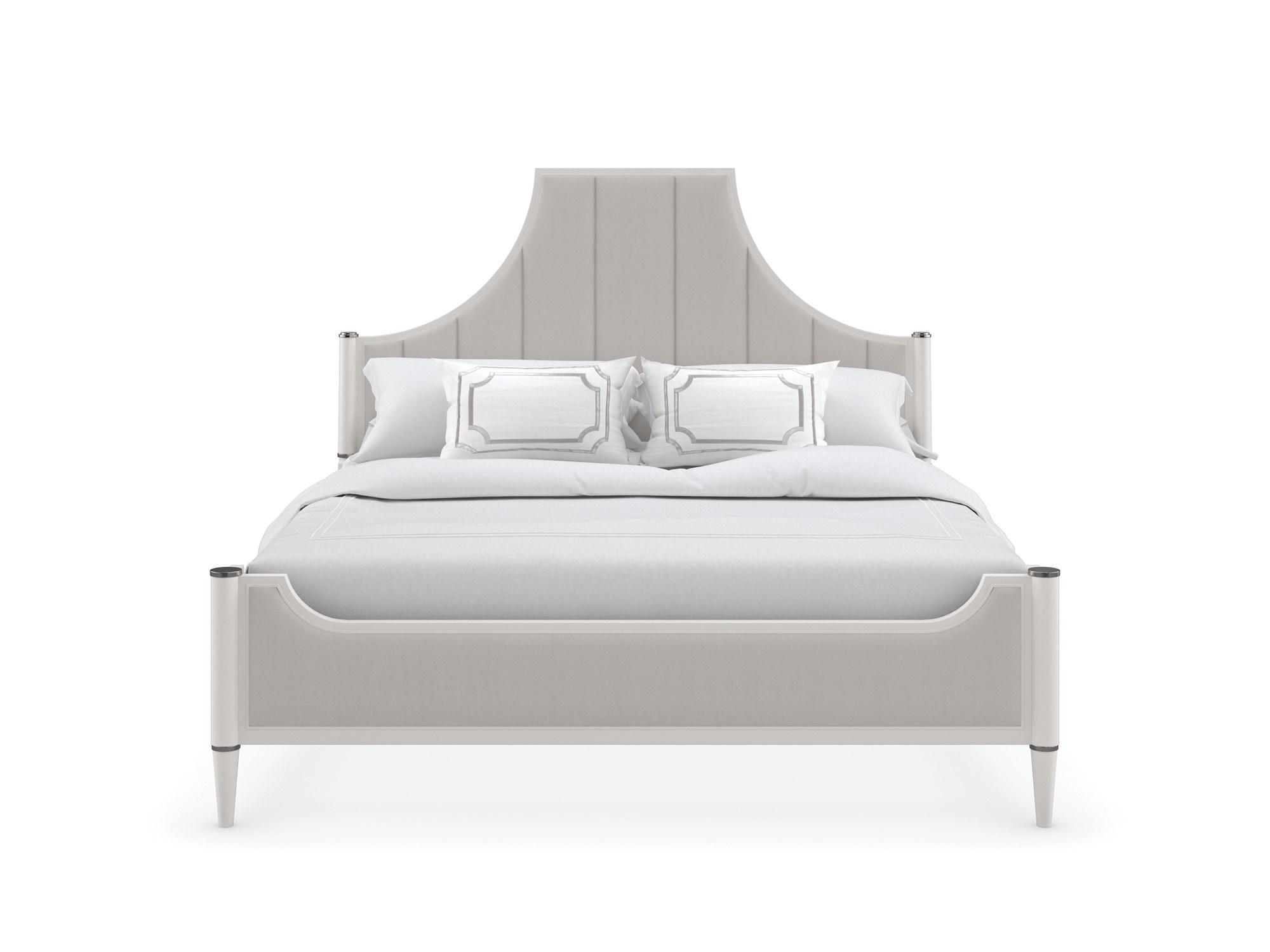 

    
Dove Gray Performance Velvet Queen Bed TO POST OR NOT TO POST-KING by Caracole
