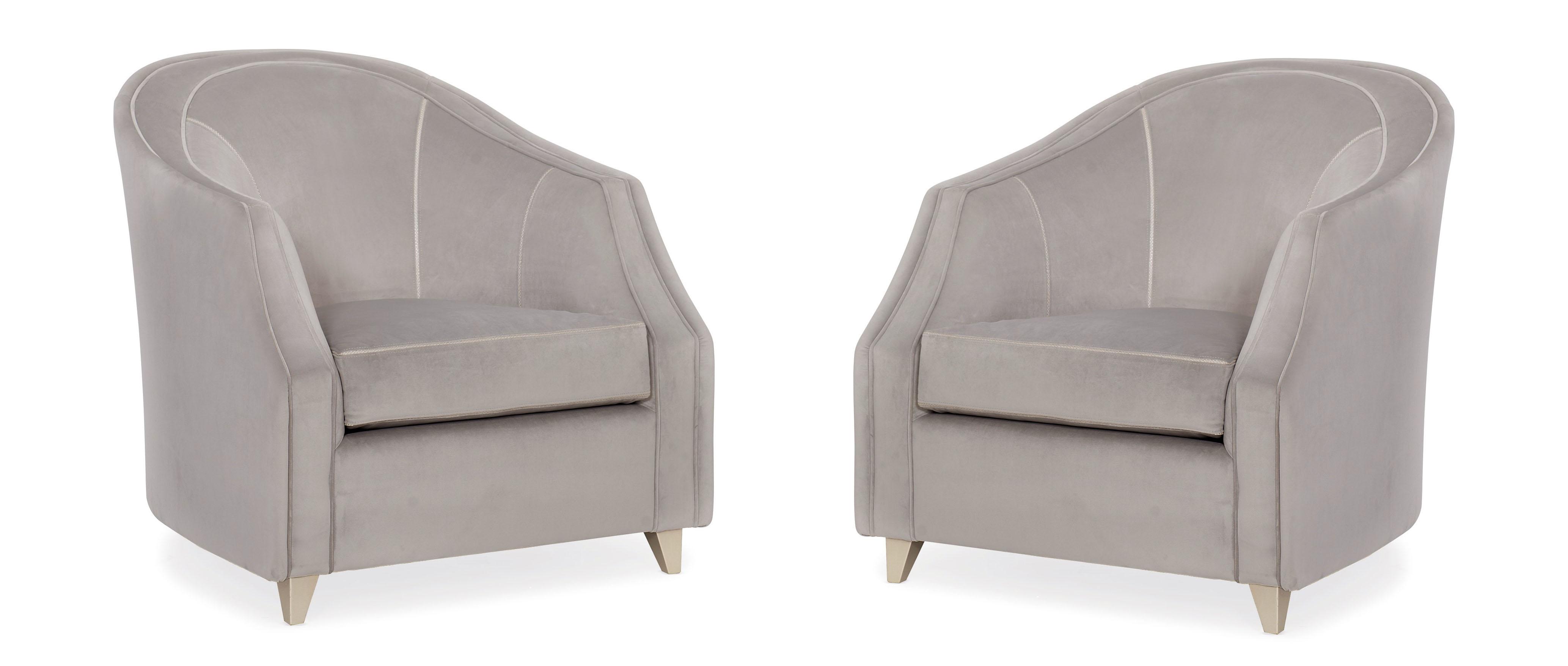 

    
Dove Grey Velvet Fabric & Taupe Paint Finish Accent Chair Set 2Pcs SEAMS TO ME by Caracole
