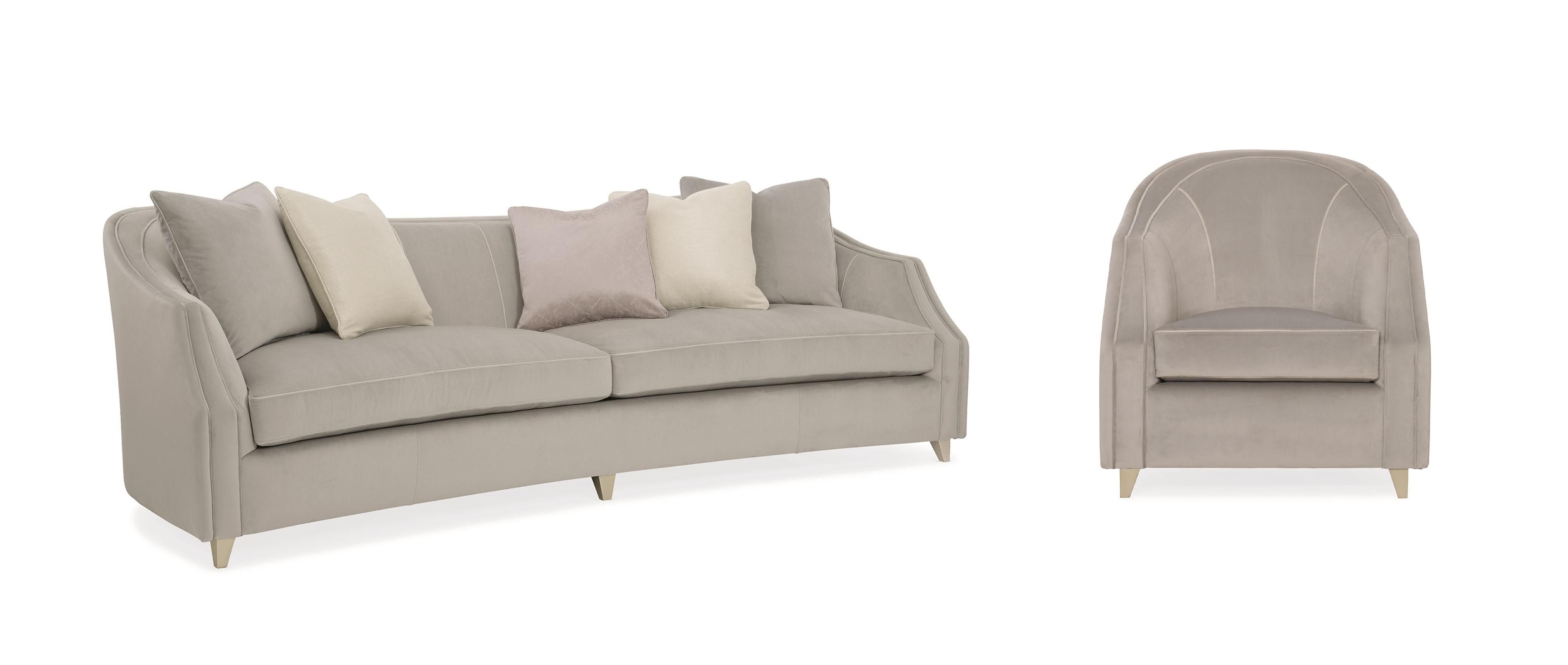 Contemporary Sofa and Chair SEAMS TO ME UPH-SOFFUL-49B-Set-2 in Gray Velvet