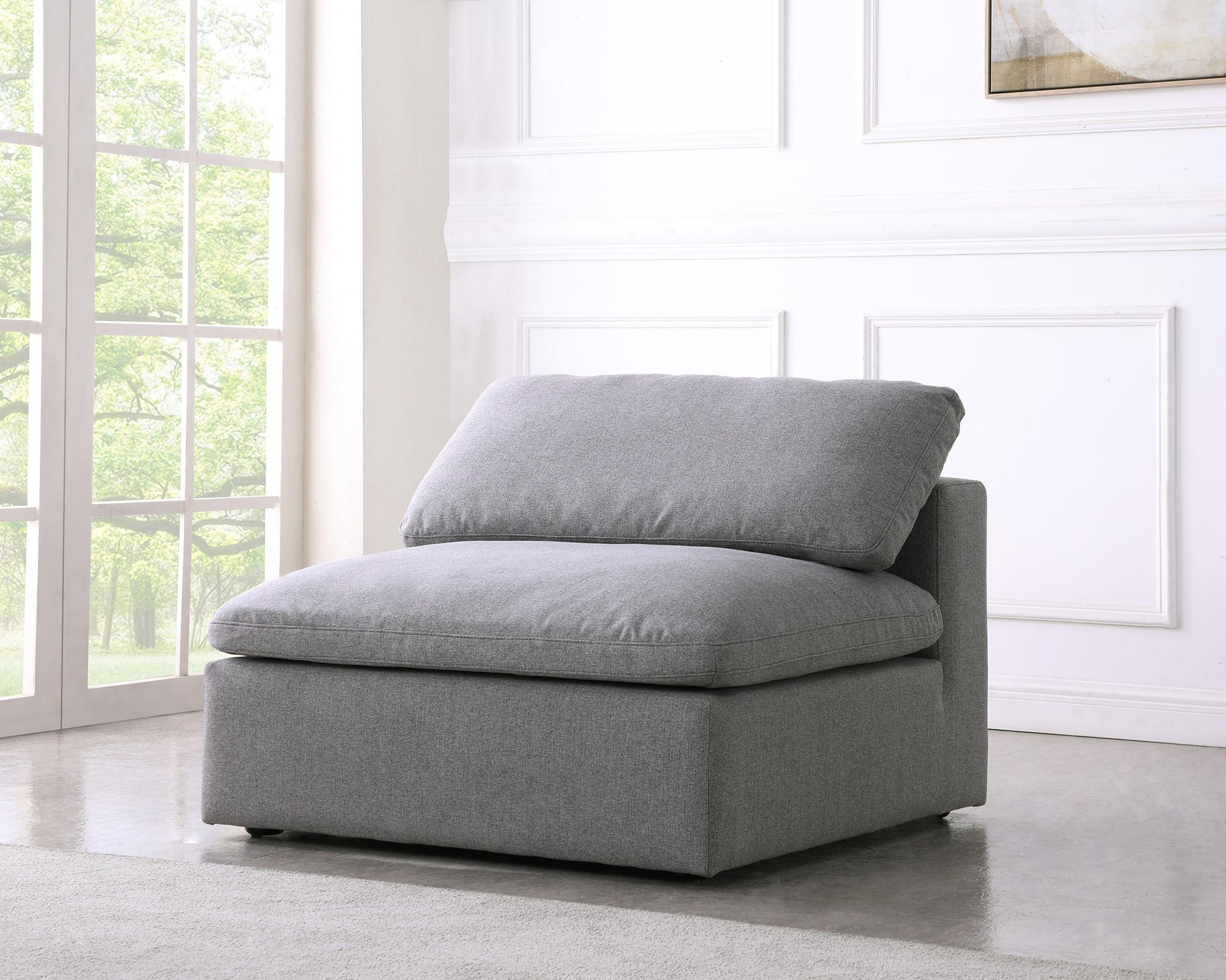 

    
Serene Grey Linen Textured Fabric Deluxe Comfort Armless Chair Meridian
