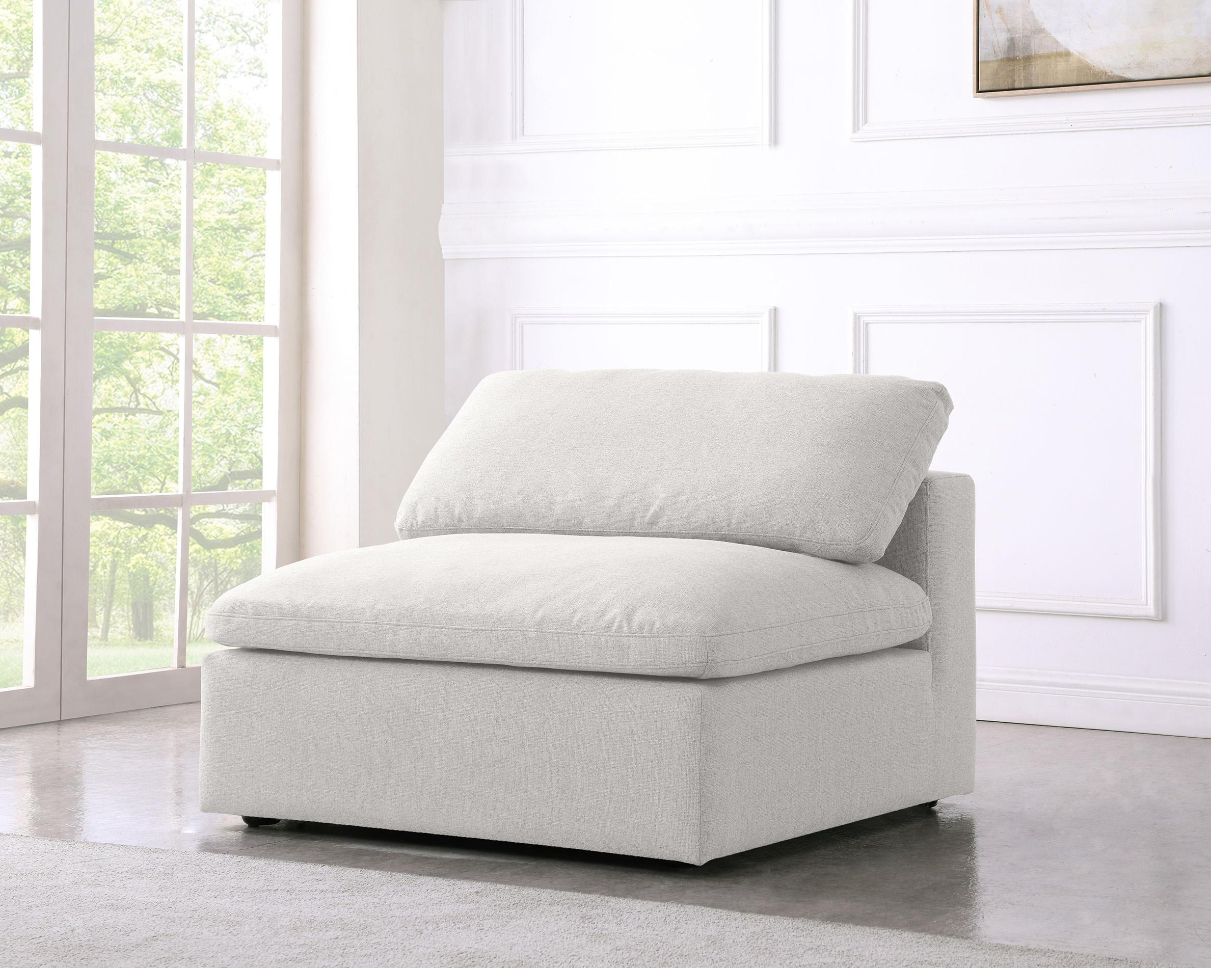 

    
Serene Cream Linen Textured Fabric Deluxe Comfort Armless Chair Meridian
