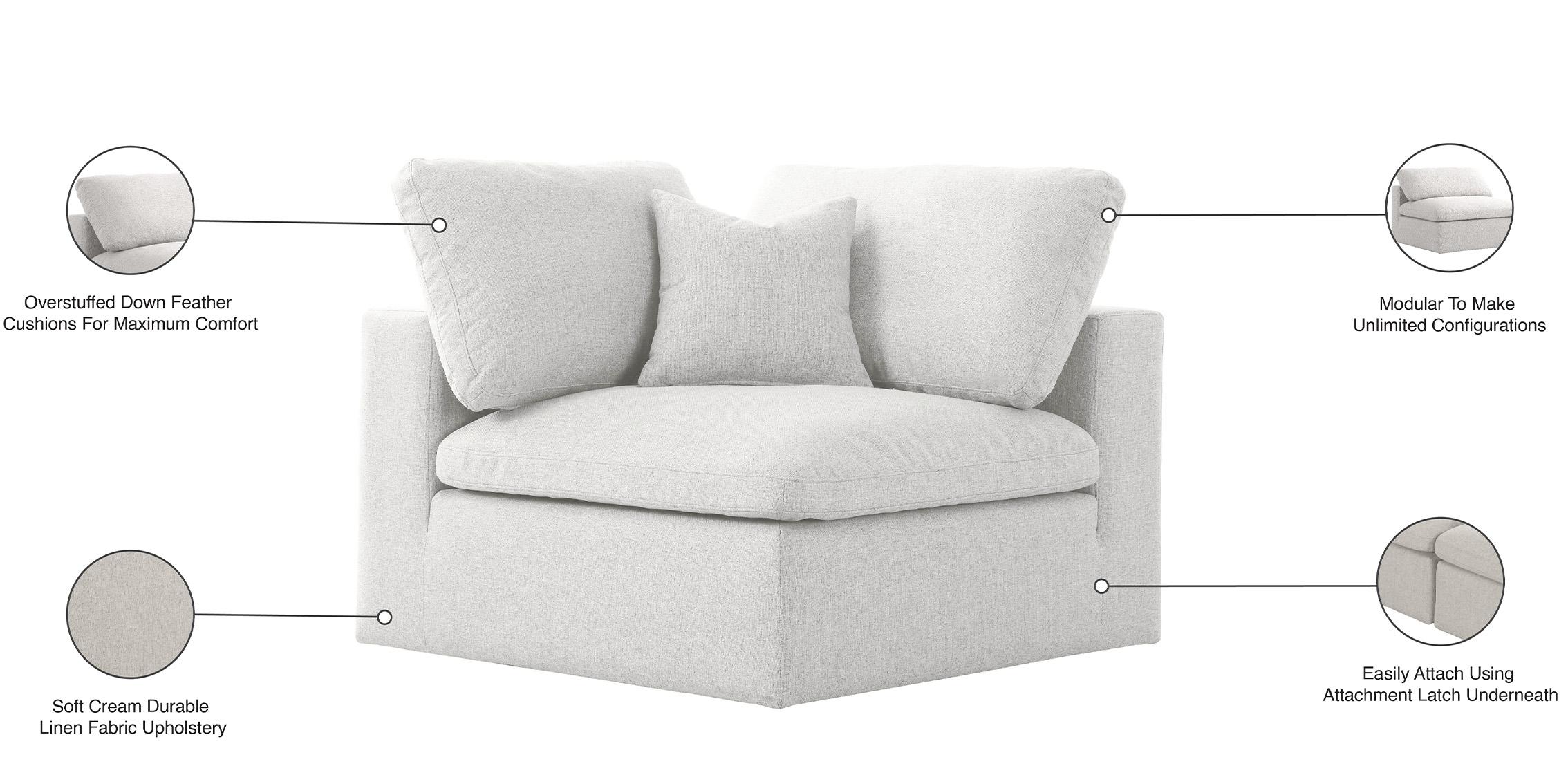 

        
Meridian Furniture SERENE 601Cream-Corner Corner chair Cream Linen 704831408362
