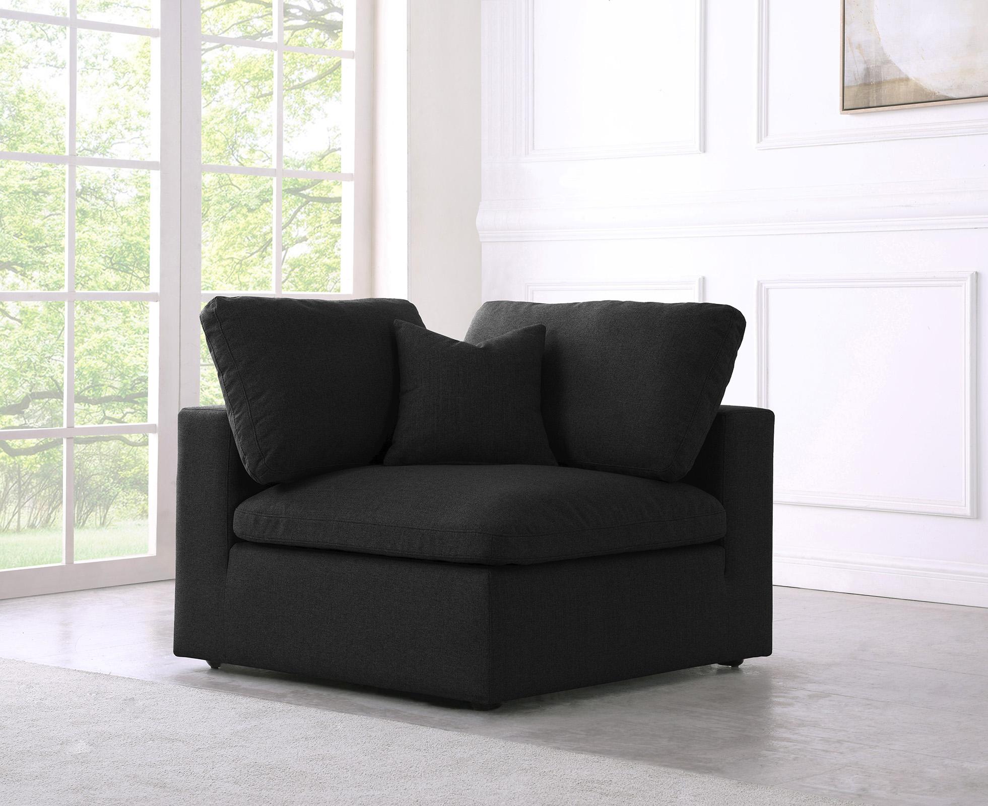 

    
Serene Black Linen Textured Fabric Deluxe Comfort Corner Chair
