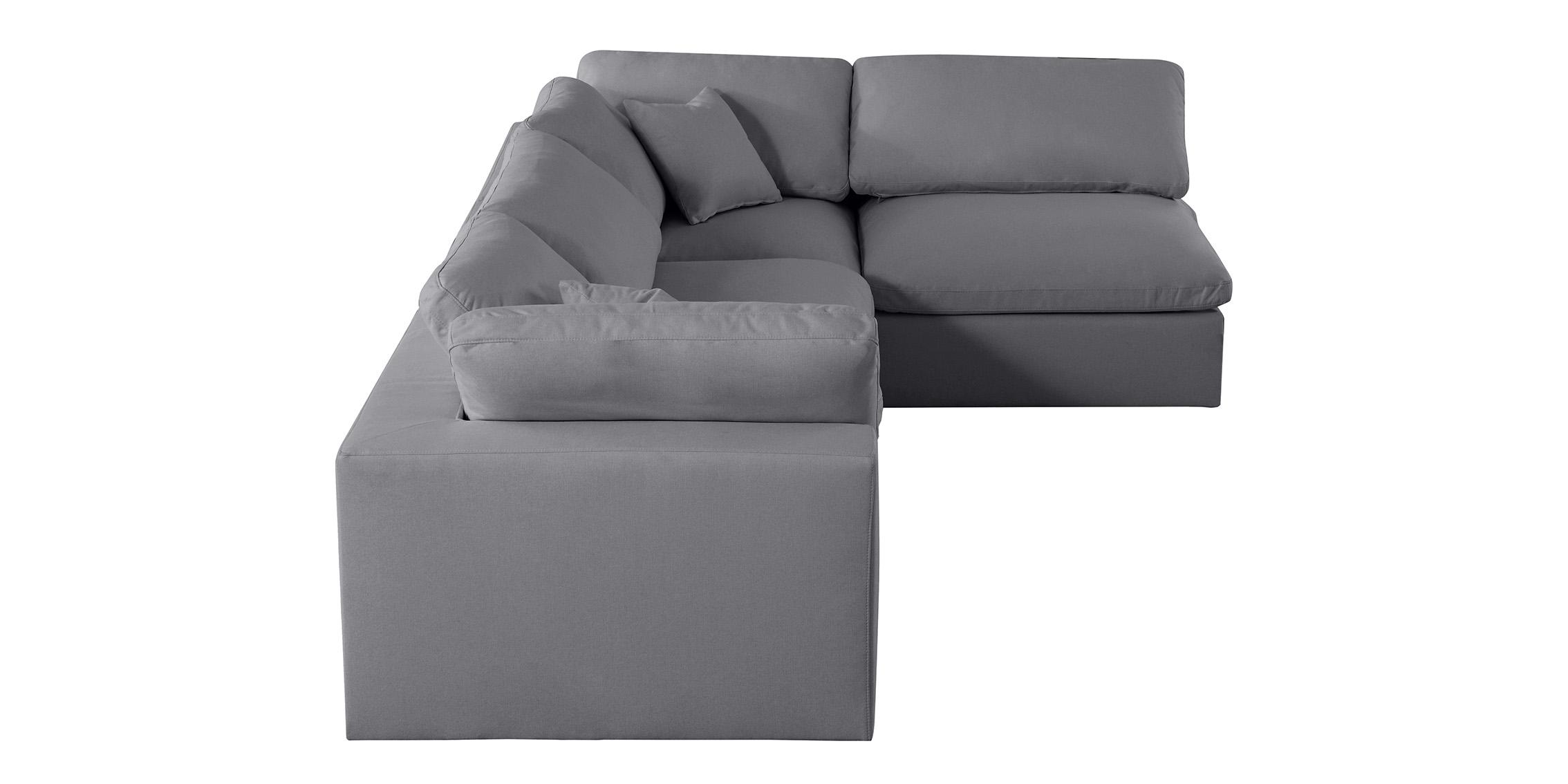

    
 Shop  Serene Grey Linen Textured Fabric Deluxe Comfort Modular Sectional Sec4B Meridian

