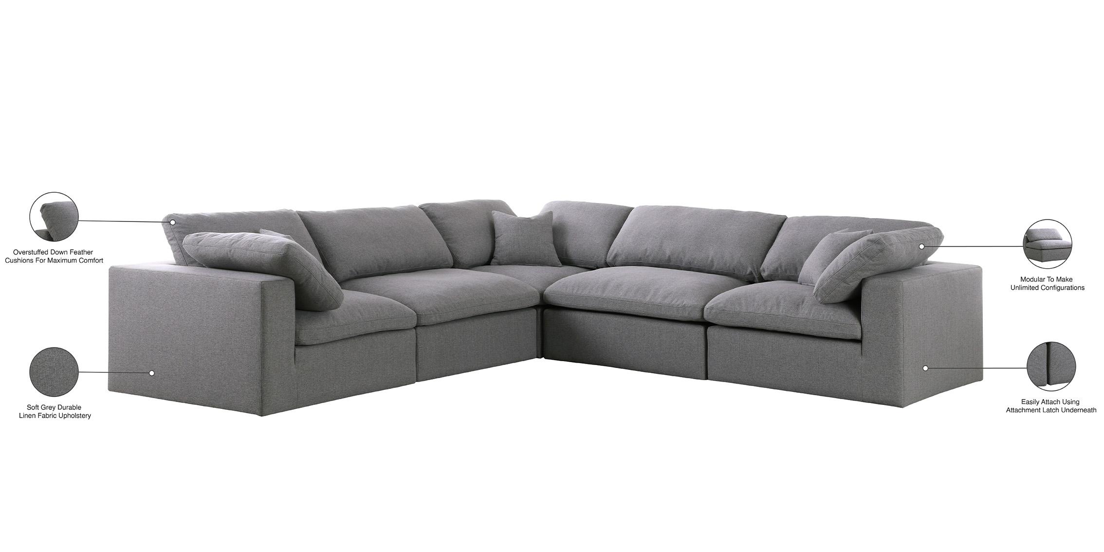 

        
Meridian Furniture SERENE601Grey-Sec5C Modular Sectional Gray Linen 753359802251
