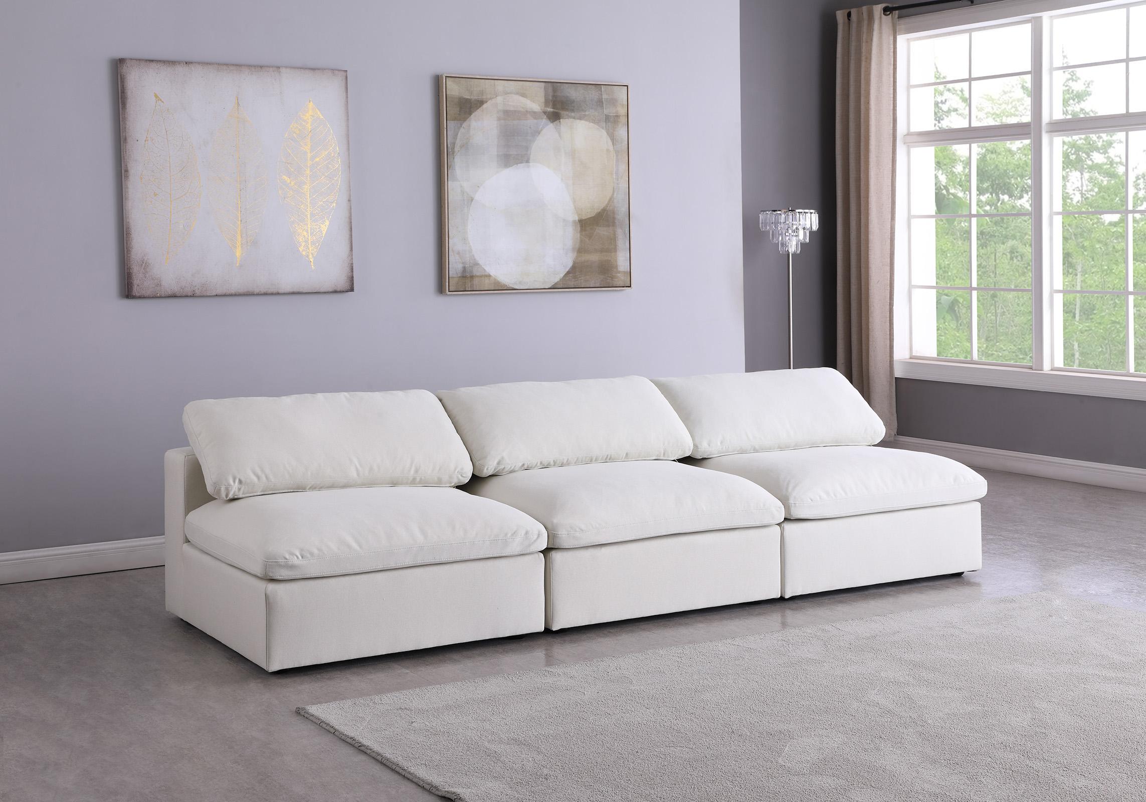 

    
Serene Cream Linen Textured Fabric Deluxe Comfort Modular Armless Sofa S117 Meridian
