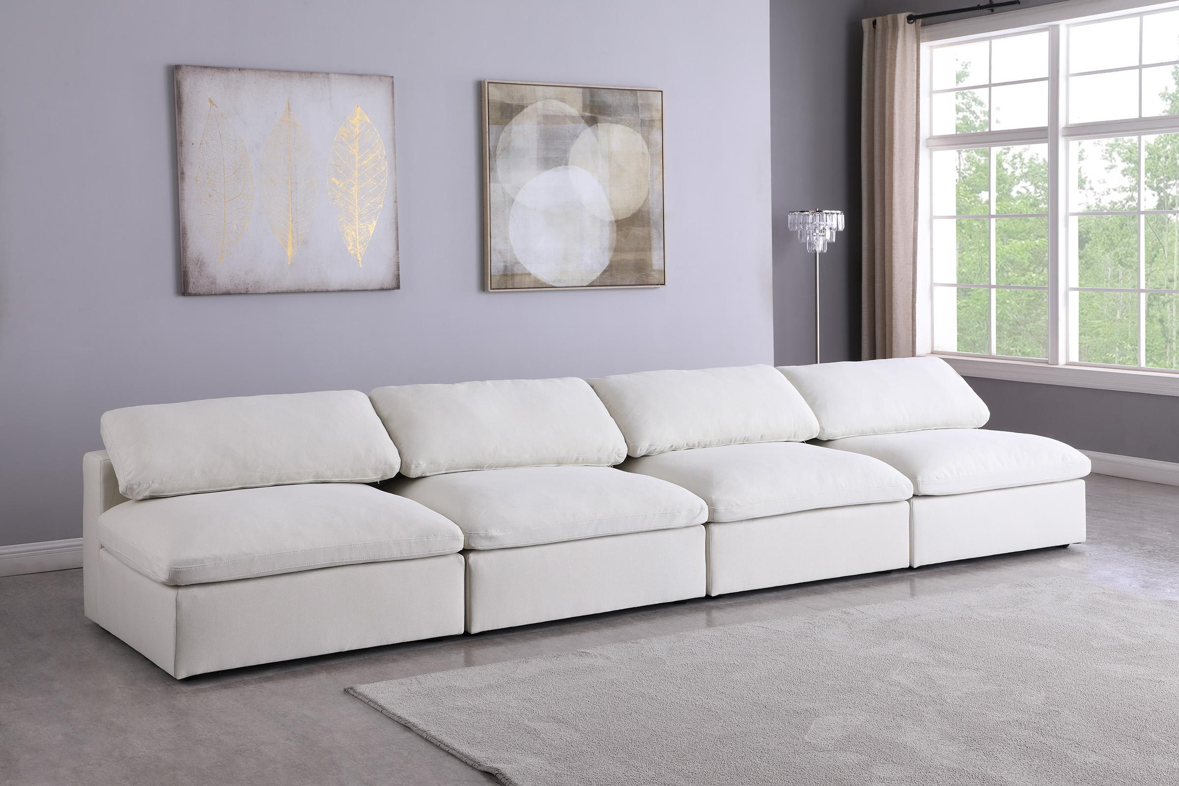 

    
Serene Cream Linen Textured Fabric Deluxe Comfort Modular Armless Sofa S156 Meridian
