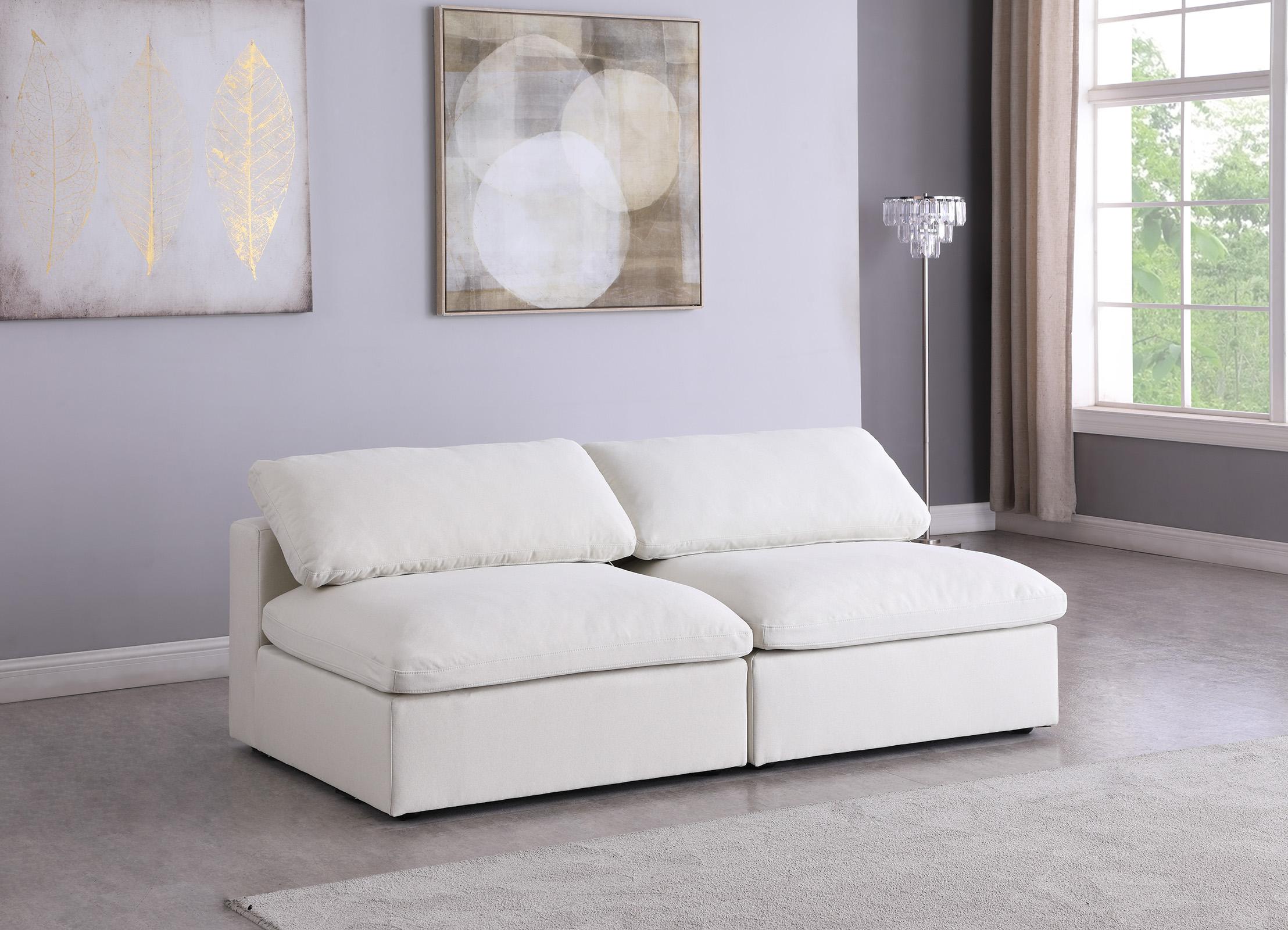 

    
Serene Cream Linen Textured Fabric Deluxe Comfort Modular Armless Sofa S78 Meridian
