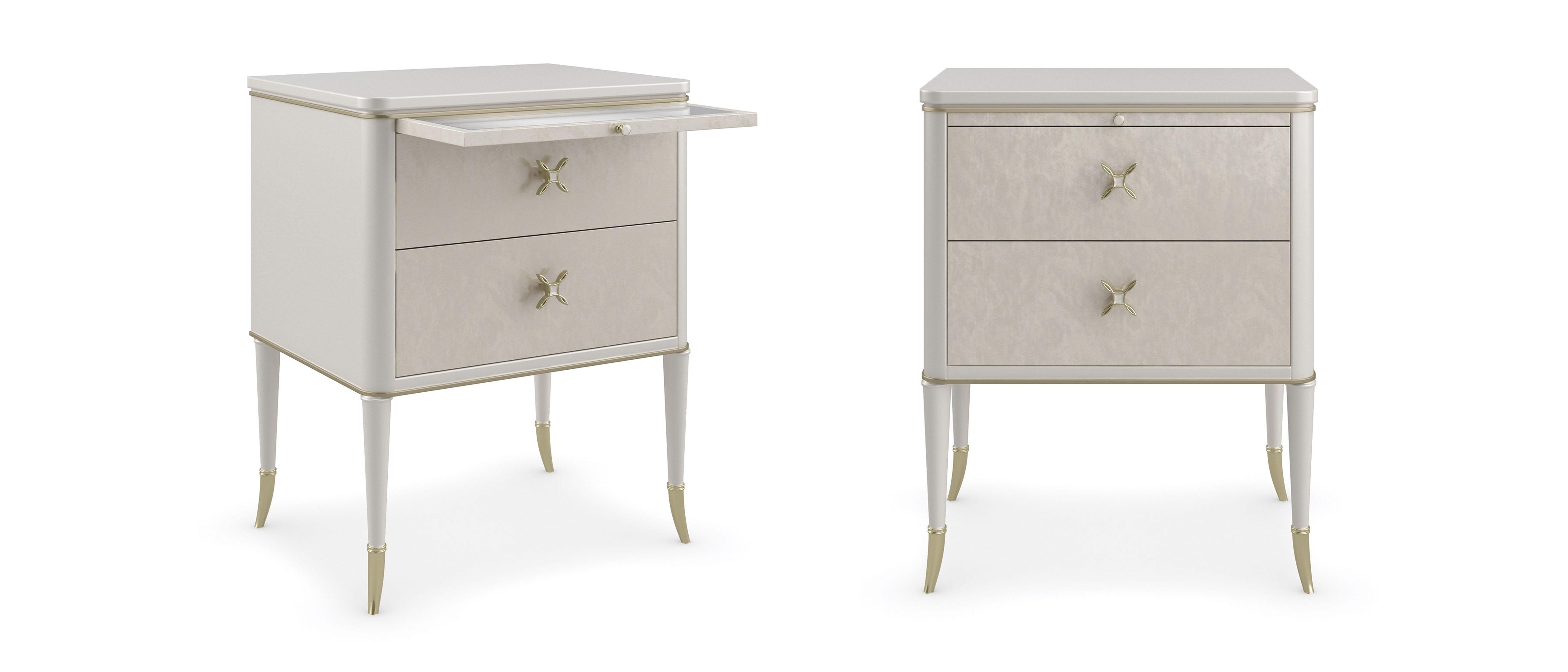 Contemporary Nightstand Set FINISHING UP CLA-021-062-Set-2 in Cream, Gold 