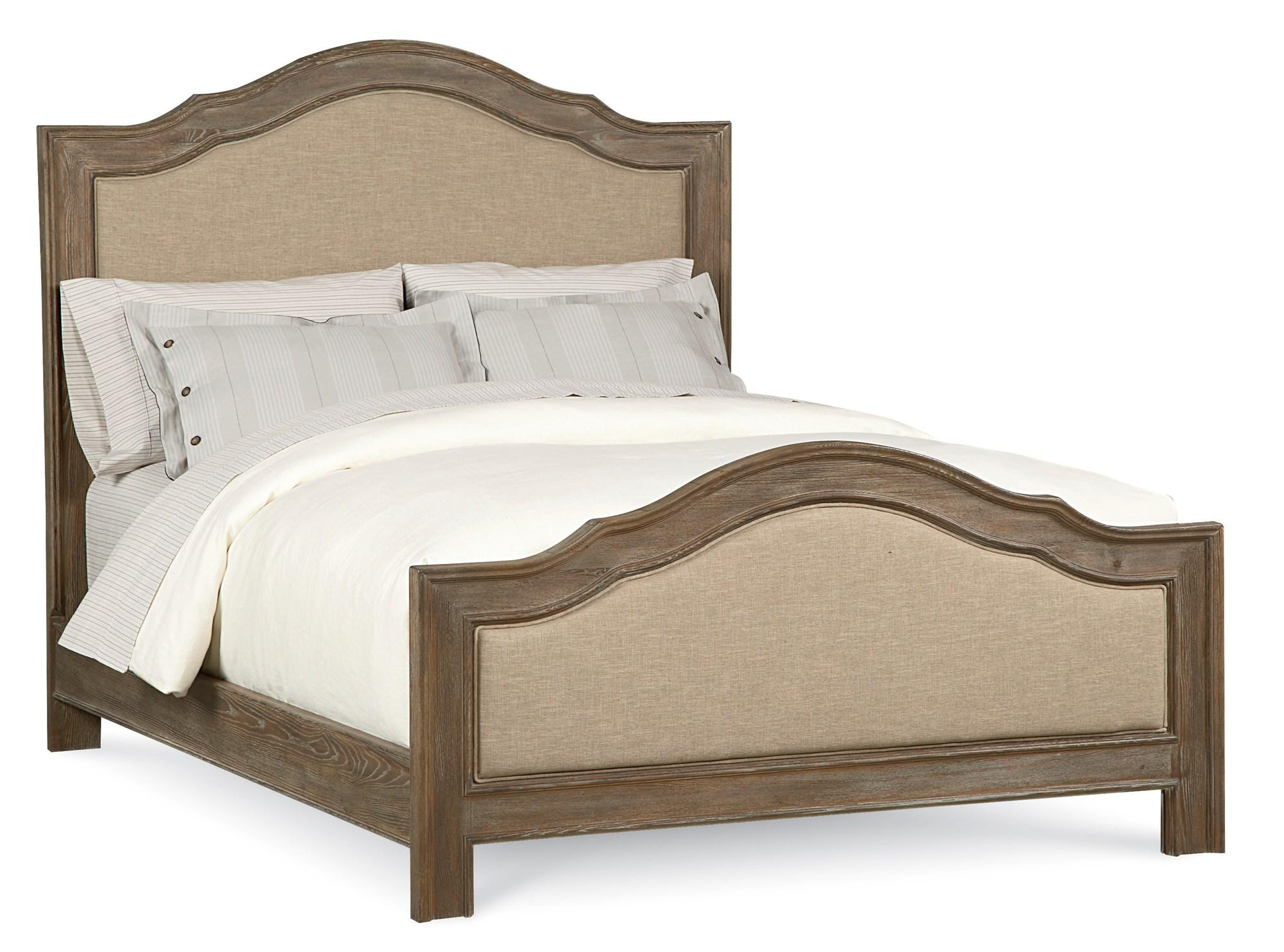 

    
Driftwood Finish Traditional Sleigh QUEEN UPHOLSTERED BED by Caracole
