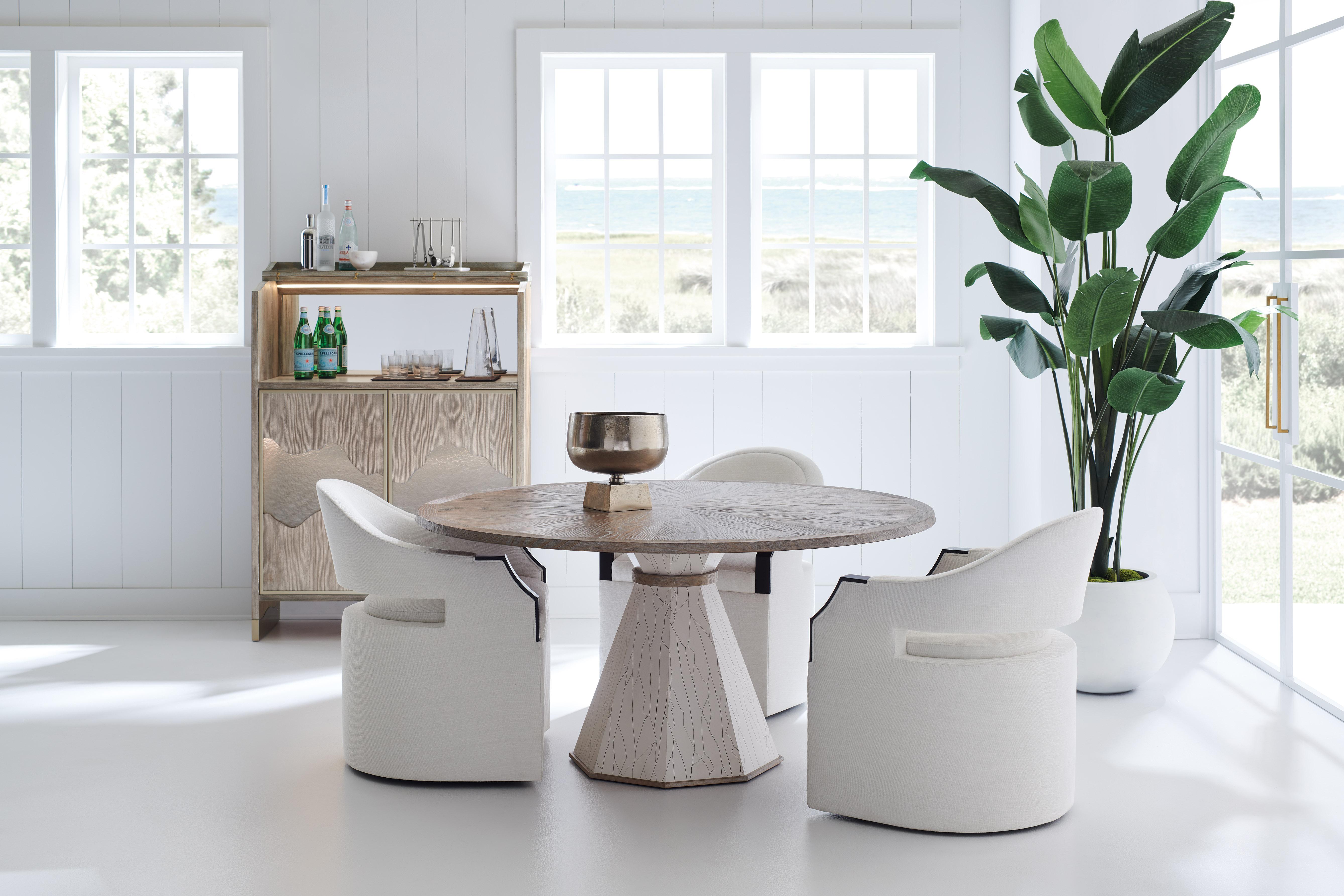 Contemporary Dining Table Set Around The Edge 60 CLA-020-208-Set-6 in Driftwood, White 