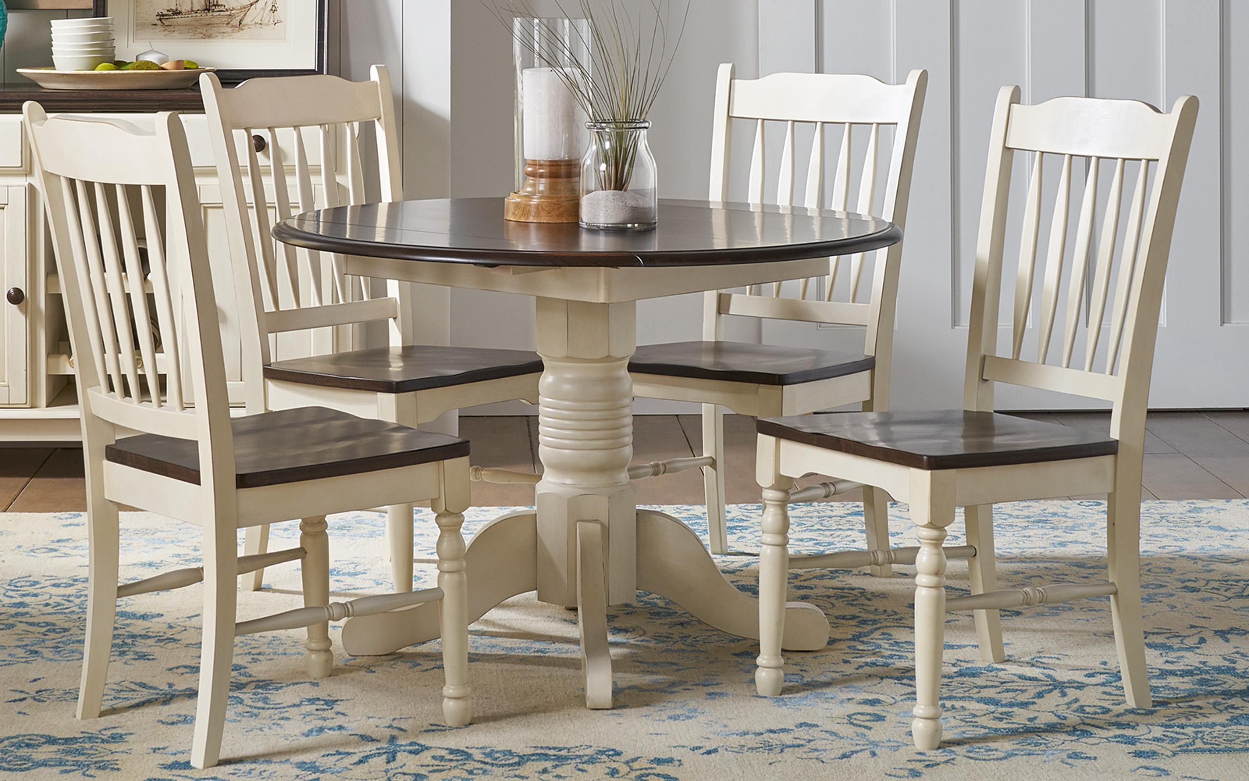

    
Dropleaf Table Set 5Pcs Solid Wood White-Brown BRICO6100 A-America British Isles
