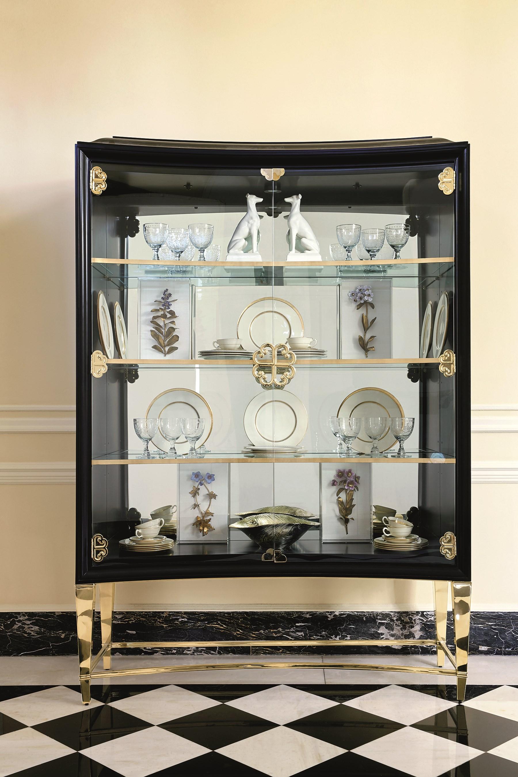 

    
Ebony & Gold Finish THE CONNOISSEURS DISPLAY CABINET by Caracole
