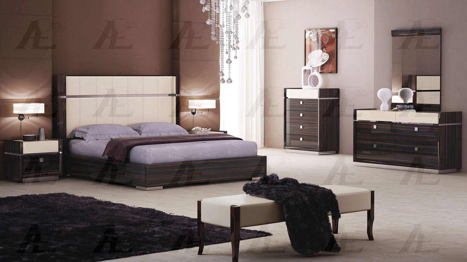 

    
Ebony Lacquer Queen Bedroom Set w/Chest 6Pcs American Eagle P100-BED-Q Modern
