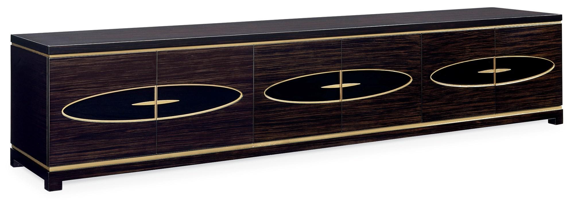 Contemporary Console Table THE METROPOLIS ENTERTAINMENT CONSOLE SIG-418-531 in Ebony, Gold 