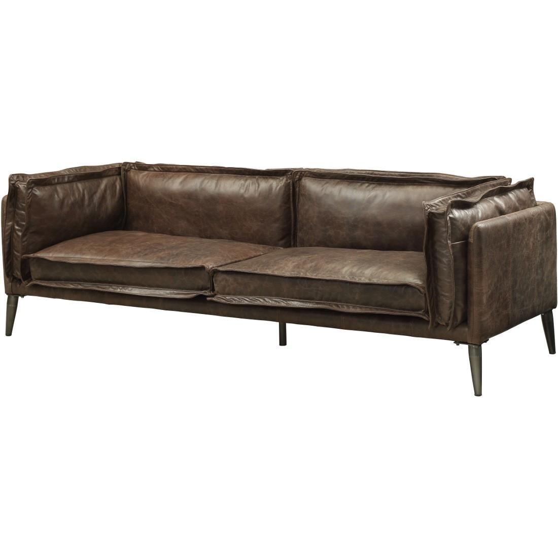 Contemporary Sofa SKU: W004086635 SKU: W004086635 in Chocolate, Brown Top grain leather