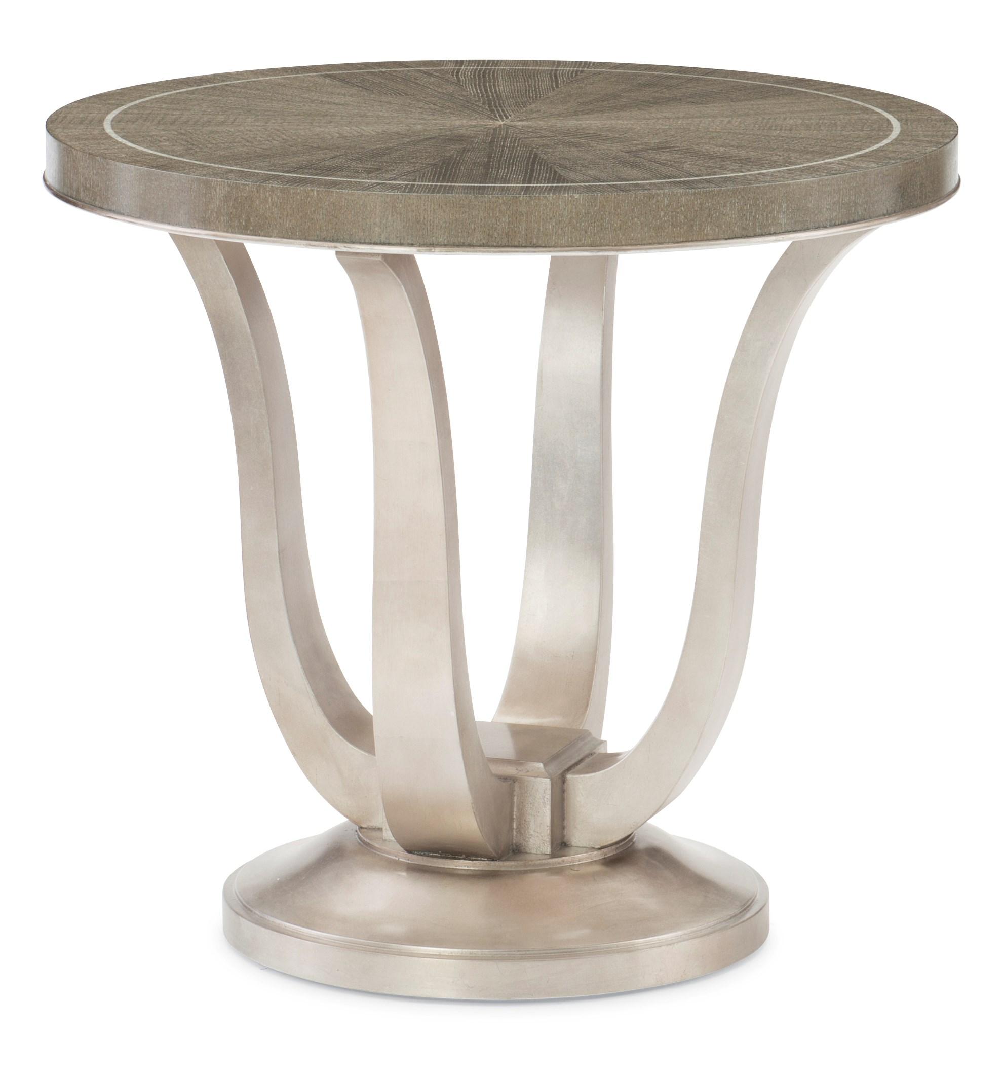 

    
Elegant Linen & Soft Silver Paint Frame AVONDALE ROUND END TABLE by Caracole
