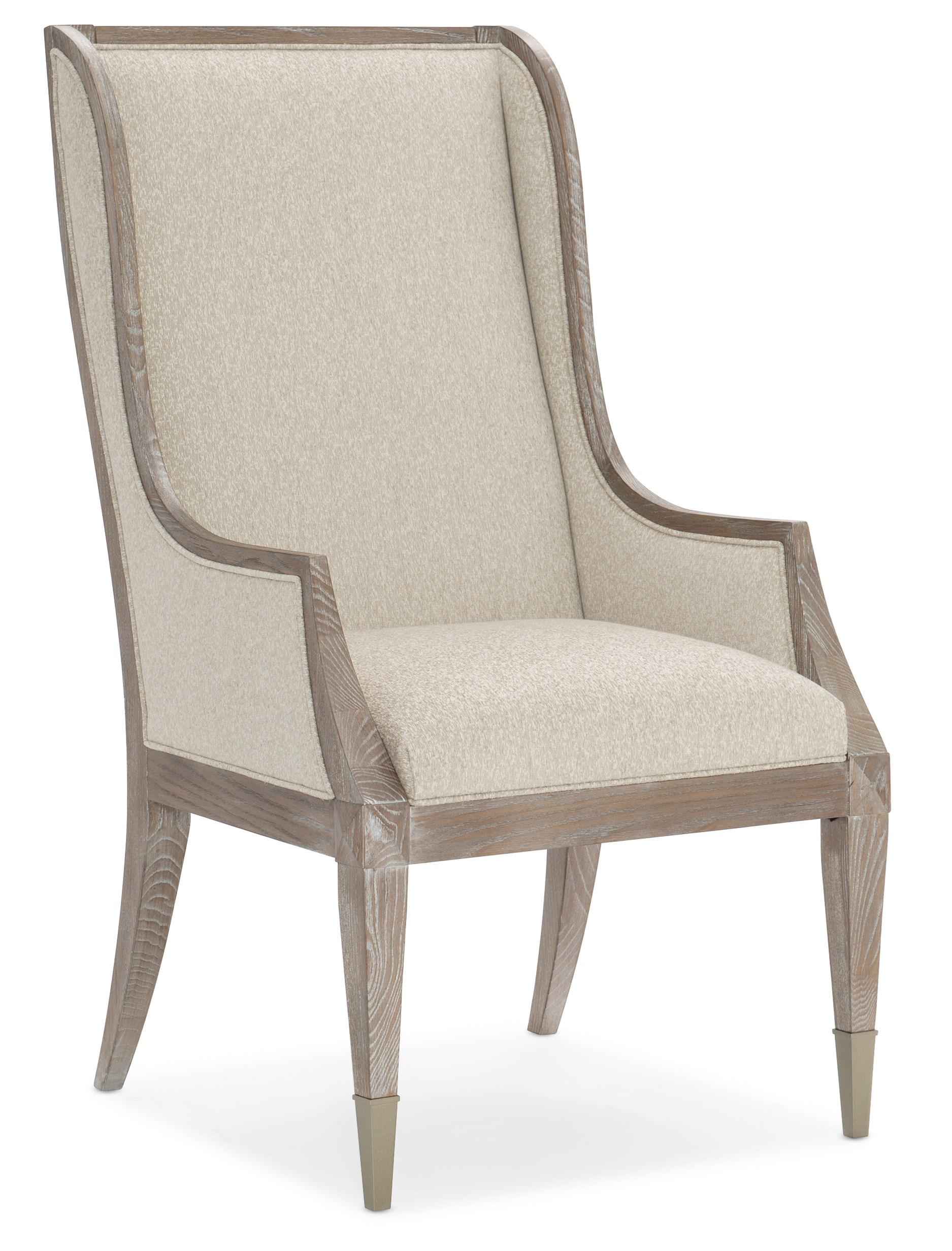 Classic Dining Chair Set OPEN ARMS ARM CHAIR CLA-019-273-Set-2 in Light Gray, Driftwood Fabric