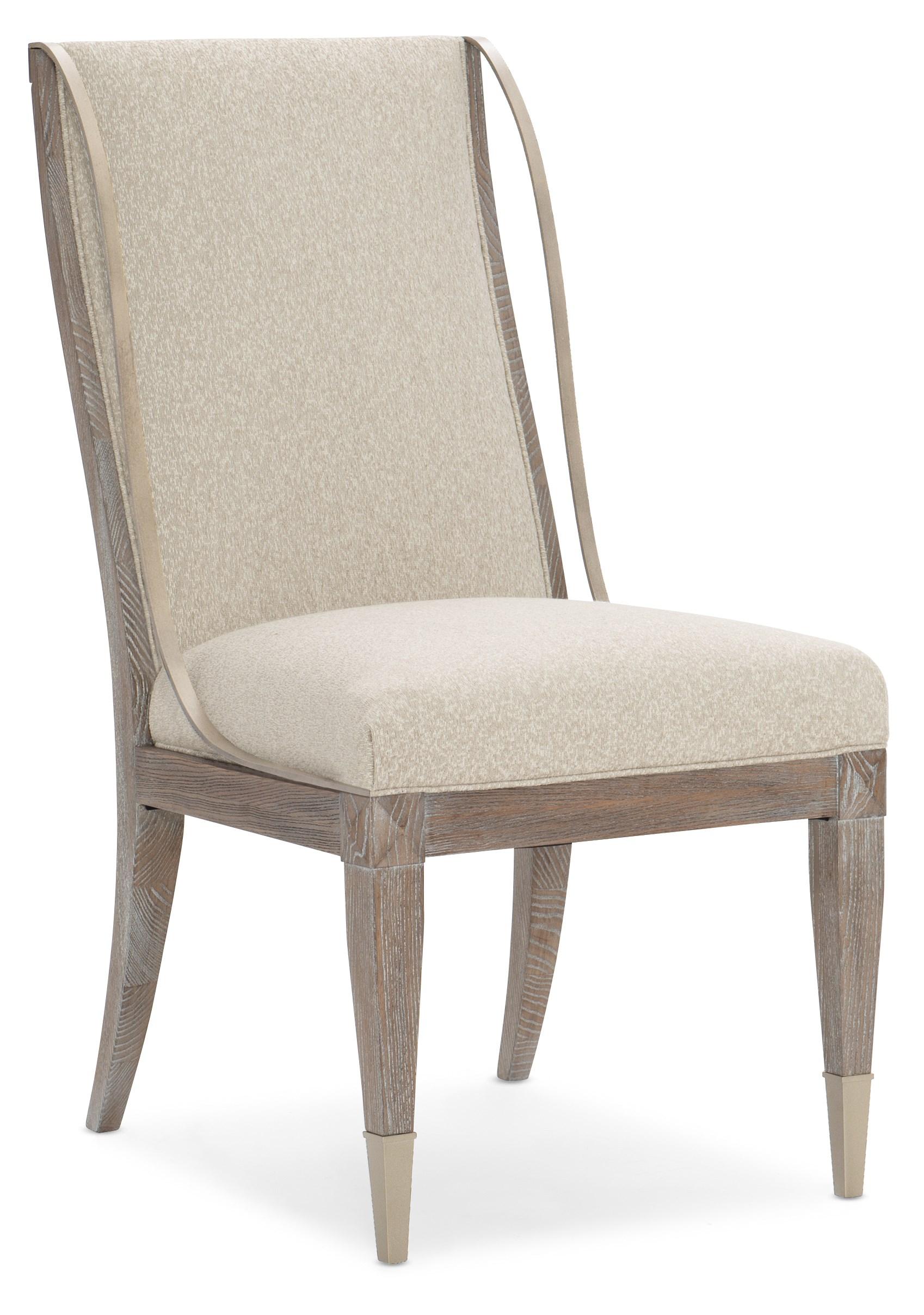 Classic Dining Chair Set OPEN ARMS SIDE CHAIR CLA-019-283-Set-2 in Light Gray, Driftwood Fabric