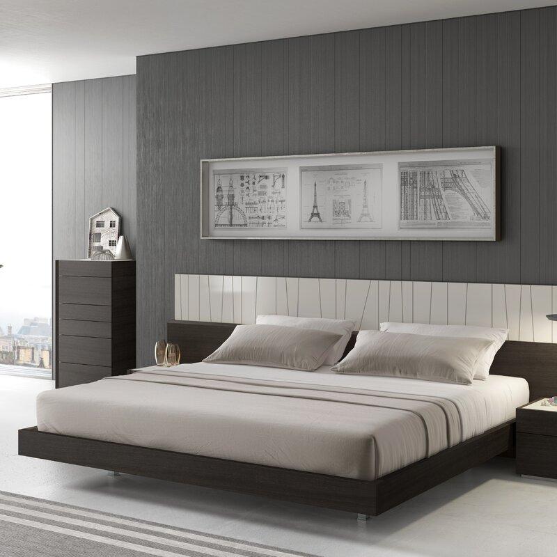 

    
Wenge & White Elida Platform KING Bed w/Led Lights Contemporary Modern
