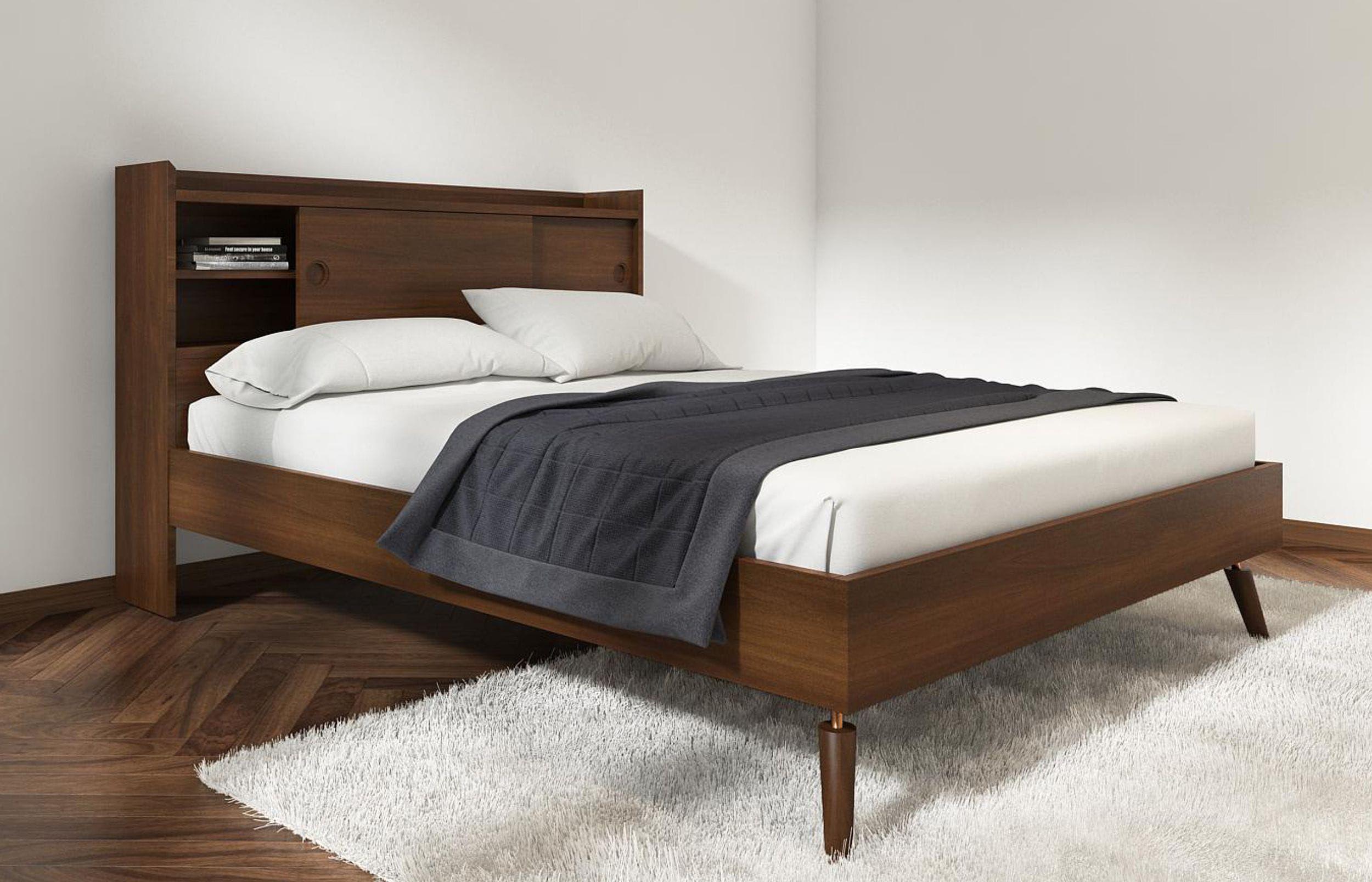 

    
Elisa Acacia Wood King Bed w/ Built-in Bookcase by Vig Modrest Sutton
