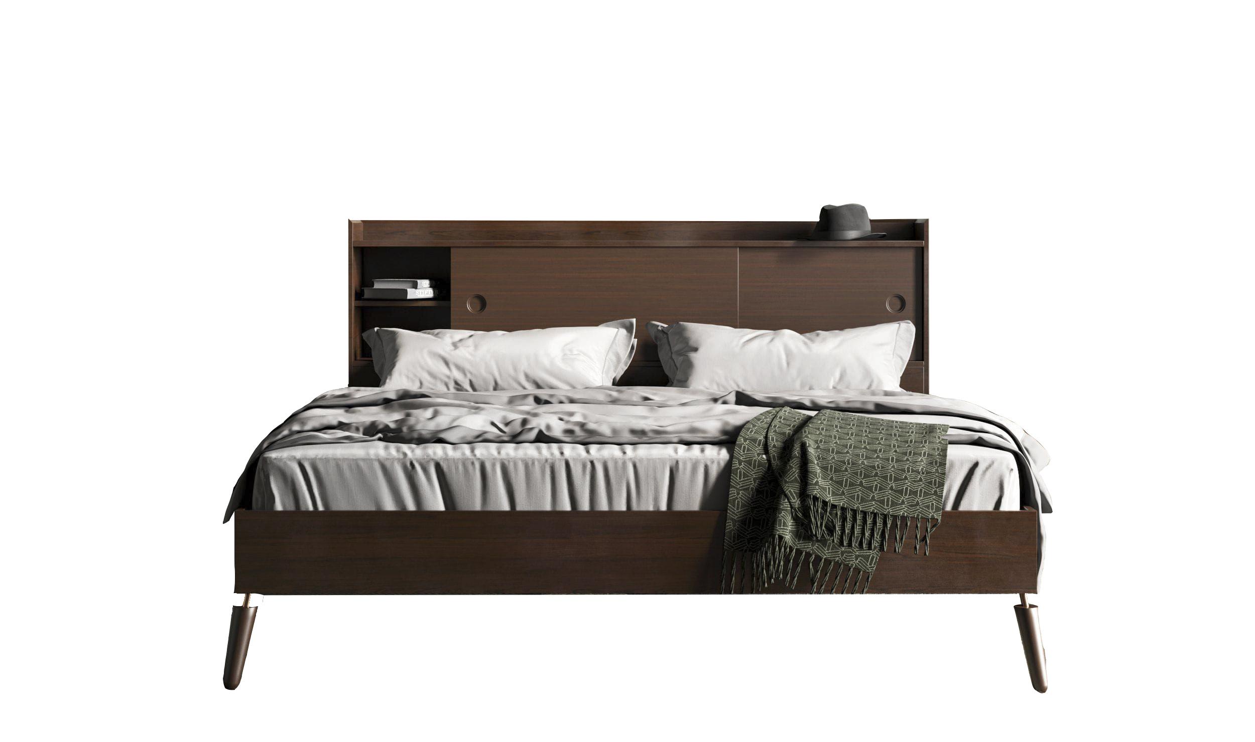 

    
Elisa Acacia Wood King Bed w/ Built-in Bookcase by Vig Modrest Sutton
