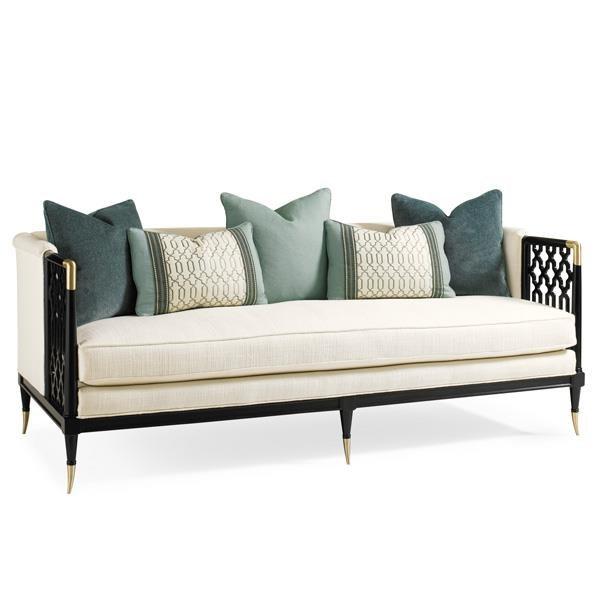Contemporary Sofa LATTICE ENTERTAIN YOU UPH-SOFWOO-35A in Champagne, Beige Fabric