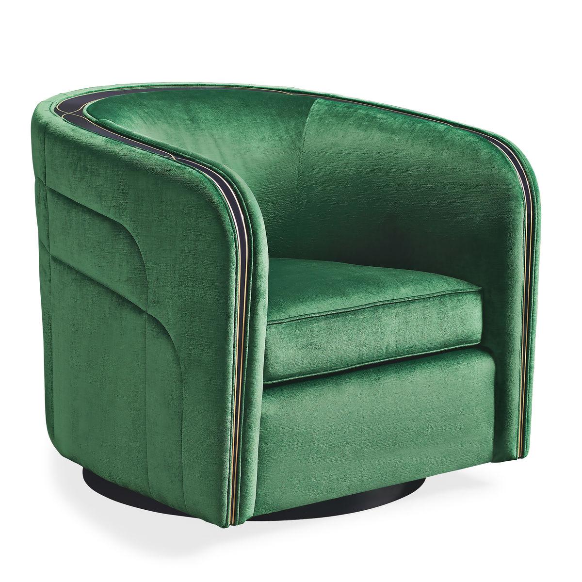 Contemporary Swivel Chair LA VIE DE LA FETE SWIVEL CHAIR SGU-419-038-A in Emerald Velvet