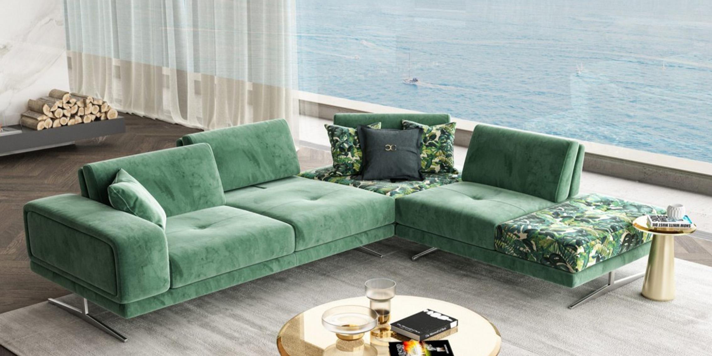 

    
Emerald Velvet Sectional Sofa RIGHT Coronelli Collezioni Mood VIG Made in Italy
