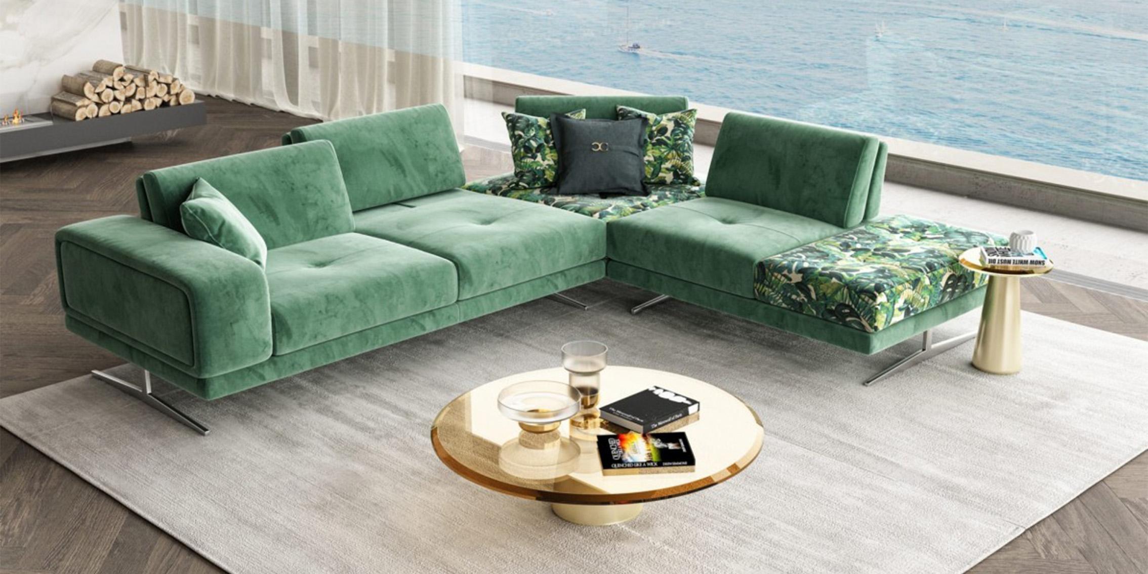 

    
Emerald Velvet Sectional Sofa RIGHT Coronelli Collezioni Mood VIG Made in Italy
