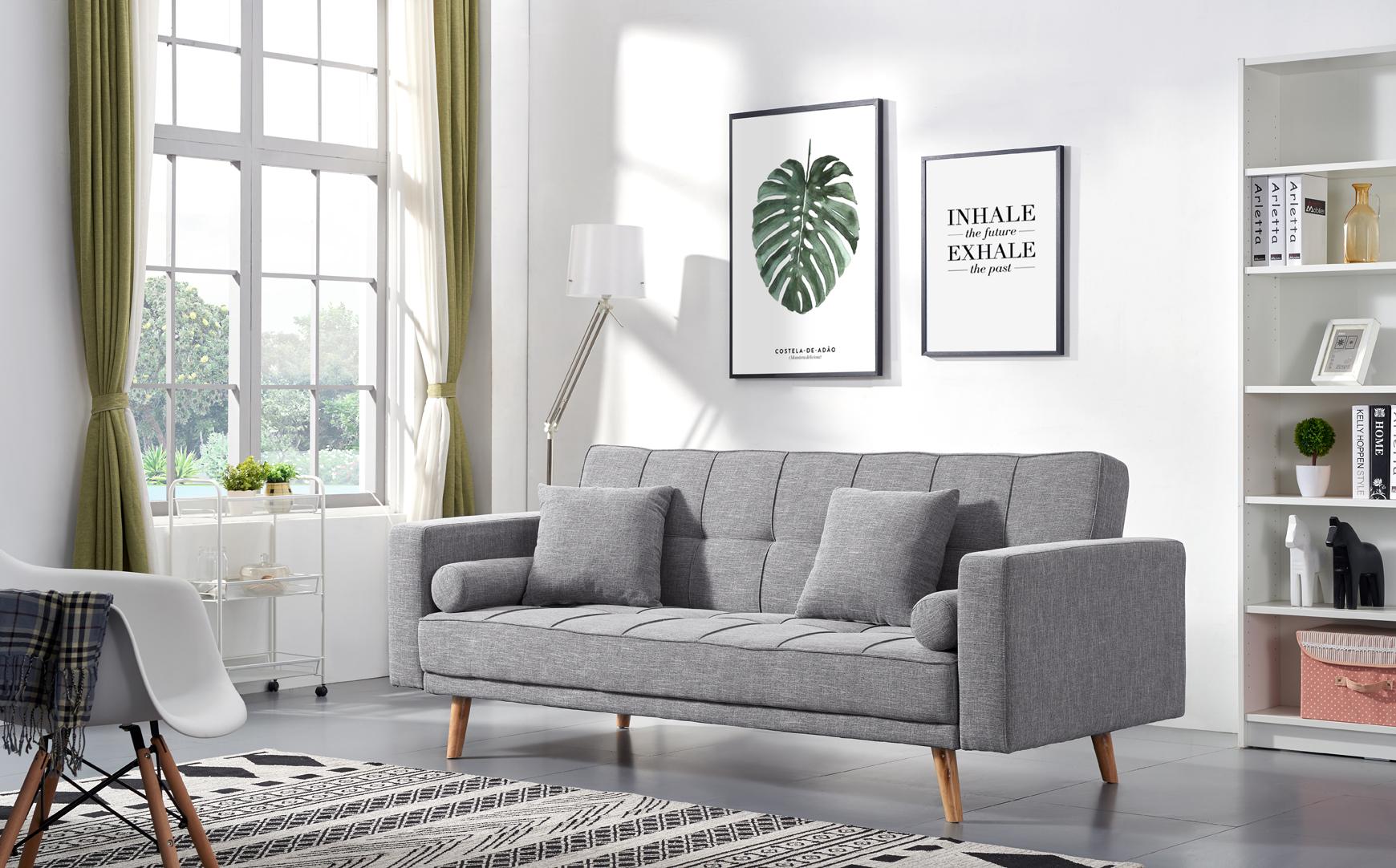 

    
Contemporary Grey Fabric 3 Seat Sofa-bed Modern Chic ESF 116
