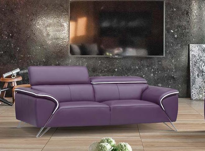

    
ESF 1513 Purple Italian Half Leather Living Room Sofa Set 3 Pcs Contemporary
