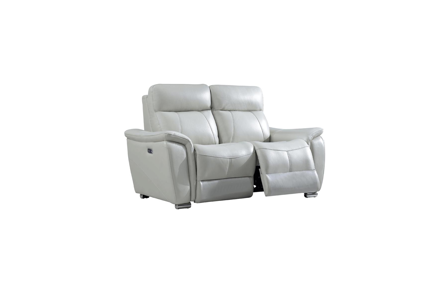 

    
Light Grey Top Grain Leather Electric Recliner Loveseat Contemporary ESF 1705
