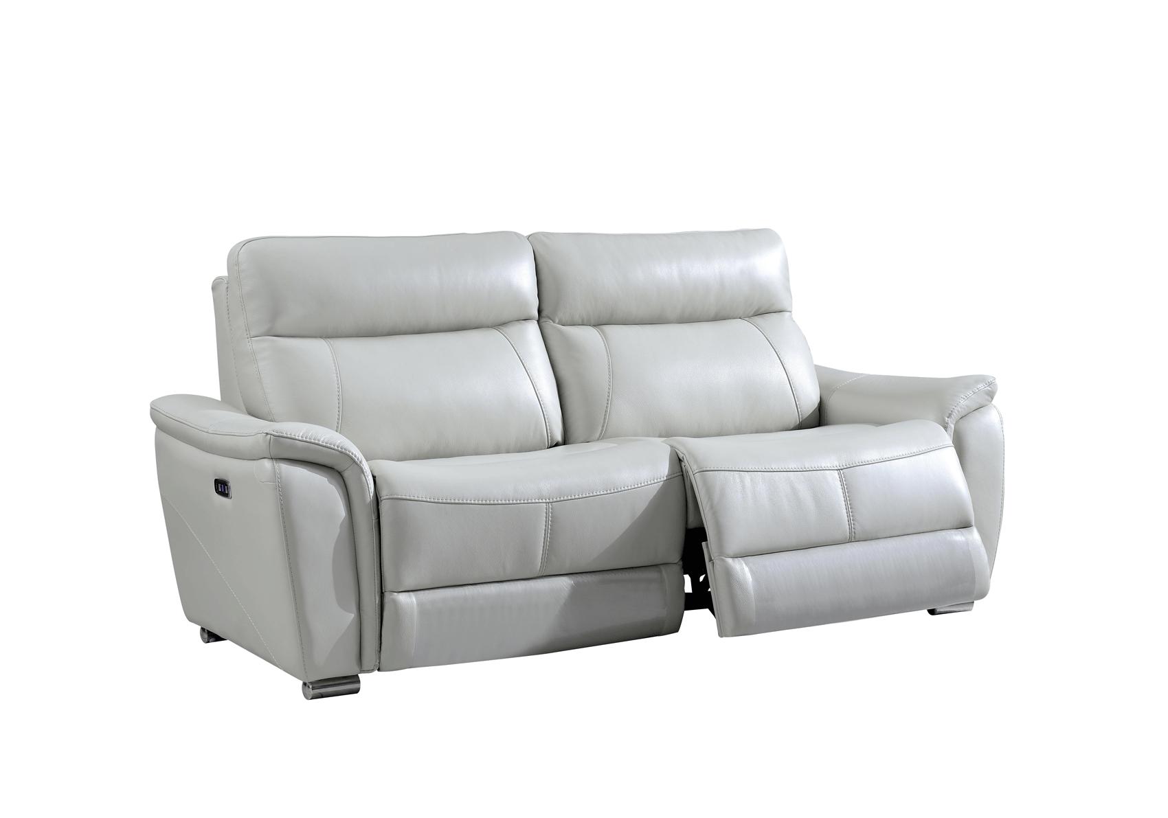 Contemporary, Modern Reclining Sofa 1705 ESF-1705-Sofa in Light Gray Top-grain Leather