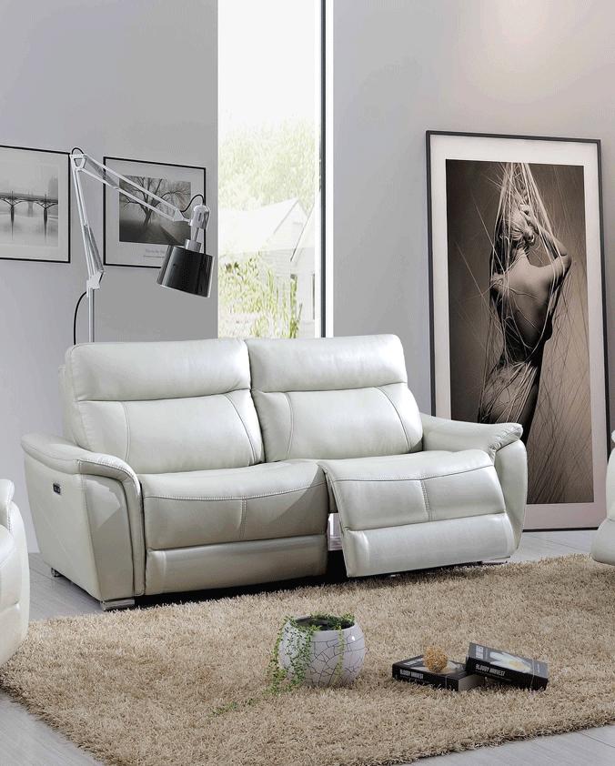 

    
Light Grey Top Grain Leather Electric Recliner Sofa Contemporary ESF 1705
