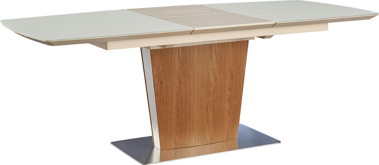

    
Matt Ceam Oak Glass Top Table w/Extention Contemporary ESF 2196
