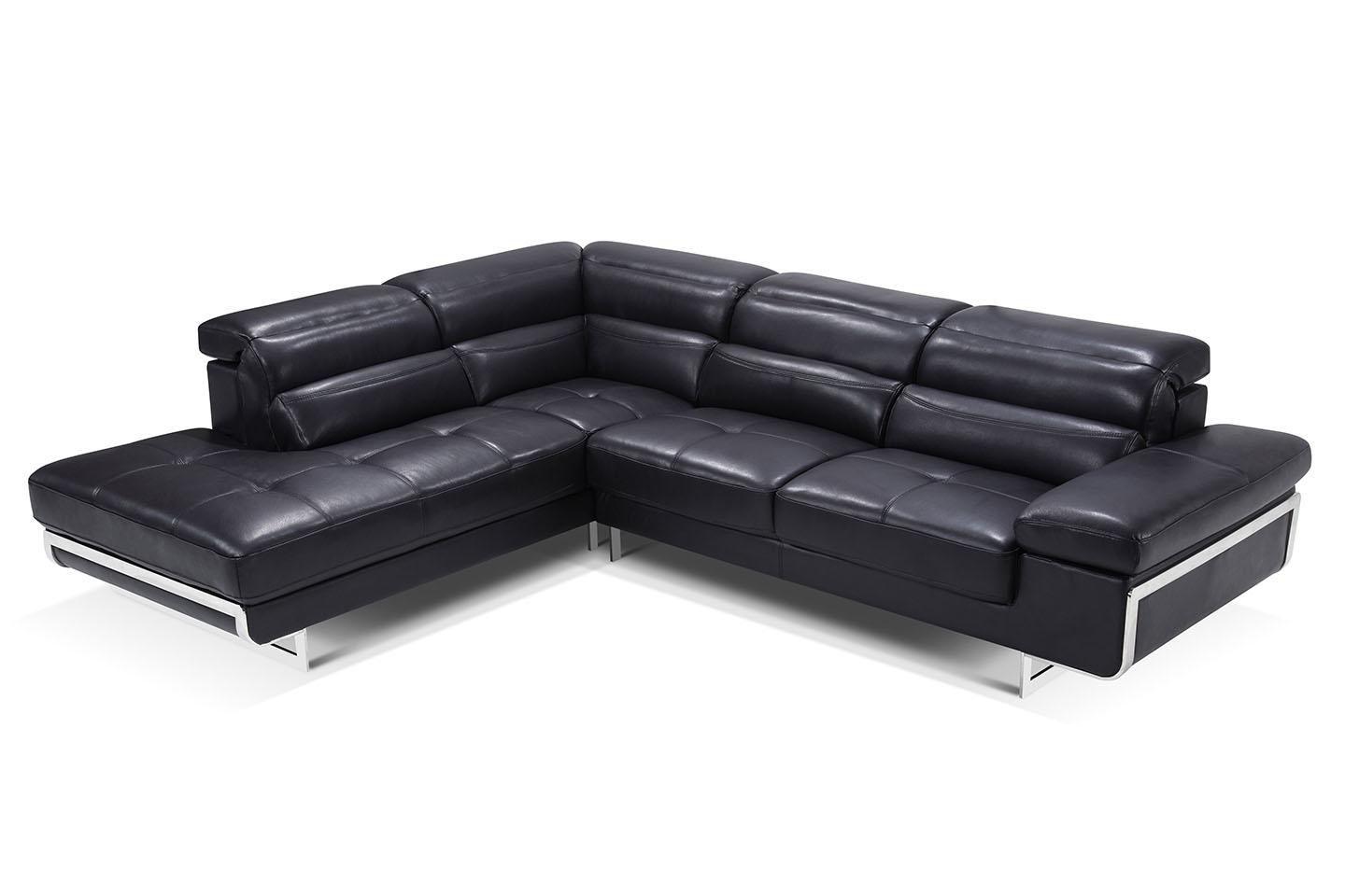 Contemporary Sectional Sofa 2347 2347SECTIONALLEFT in Black Leather