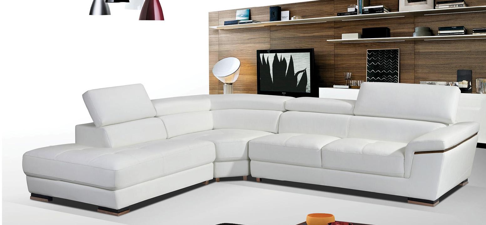 

    
White Genuine Leather Sectional Sofa Left Hand Facing Contemporary ESF 2383
