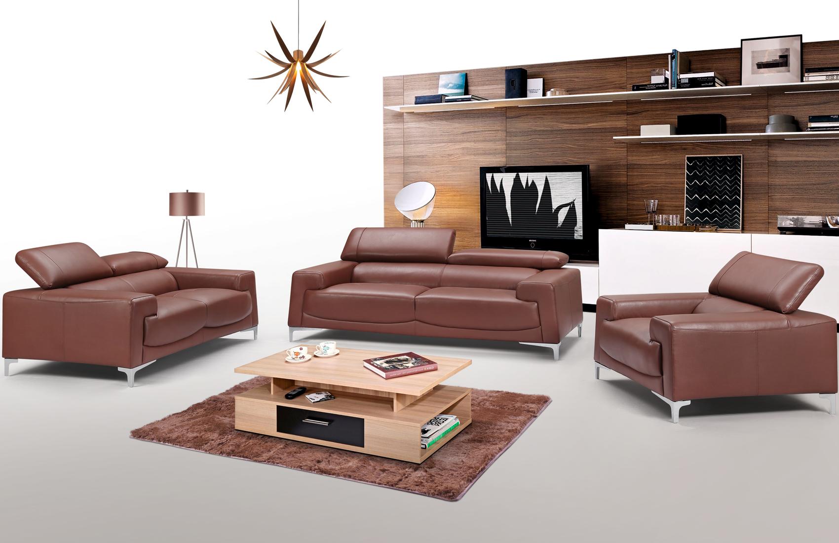 

    
Saddle Brown Top-grain Leather Sofa Set 3Pcs Contemporary ESF 2537

