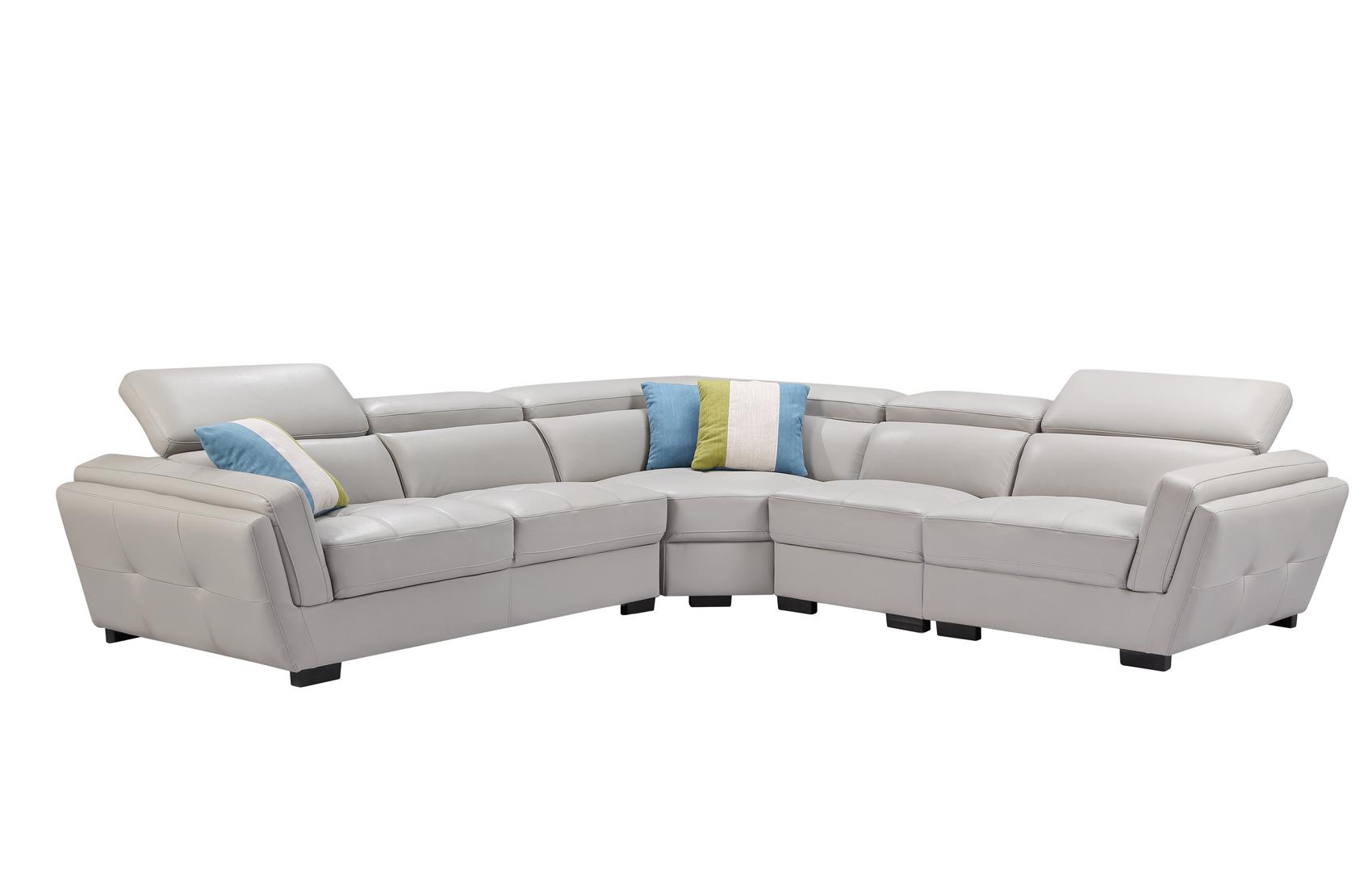 Contemporary, Modern Sectional Sofa 2566 2566SECTIONAL in Light Gray Top grain leather