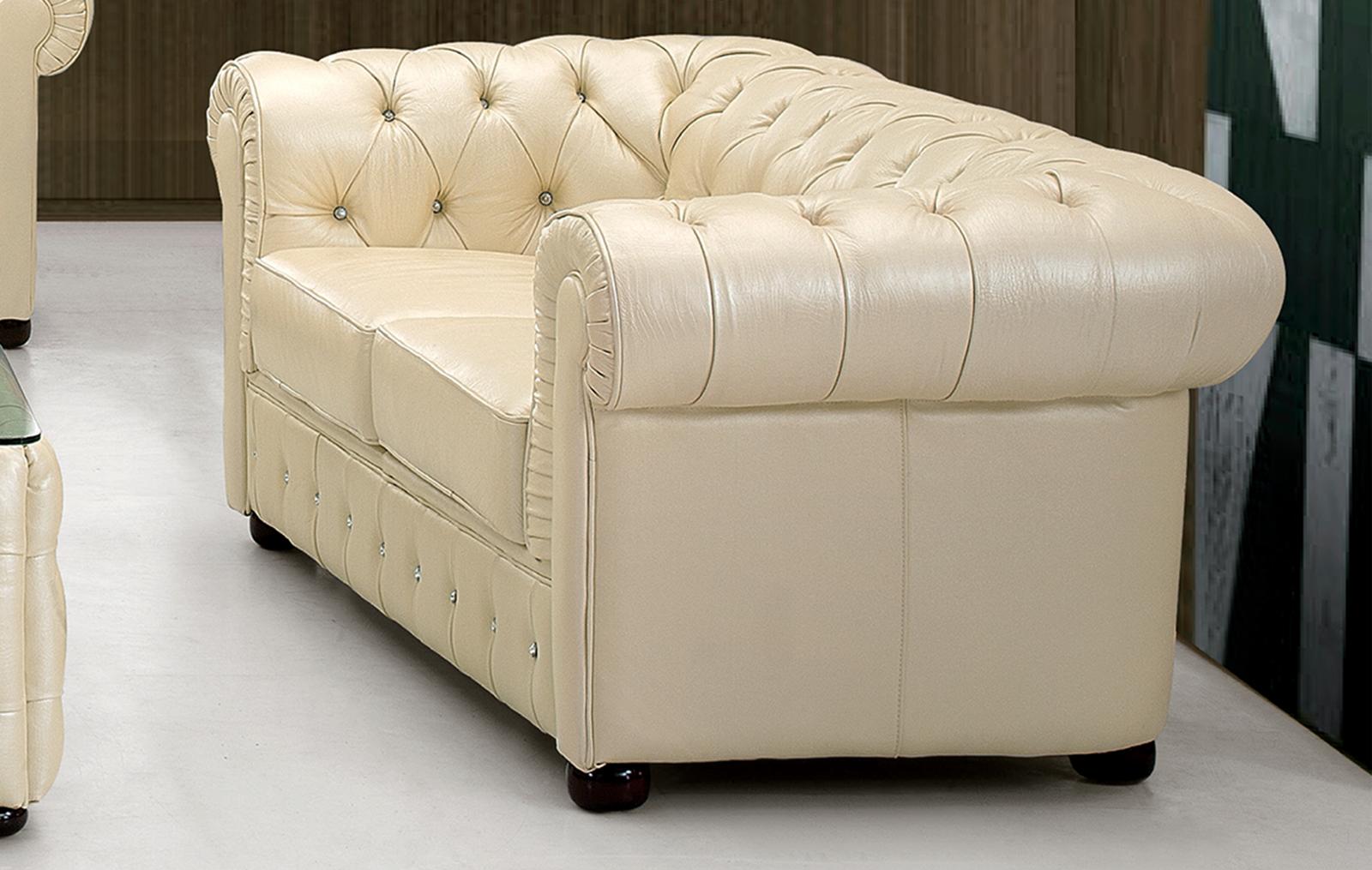 

    
 Order  Ivory Genuine Italian Leather Sofa Set 3Pcs Contemporary ESF 258
