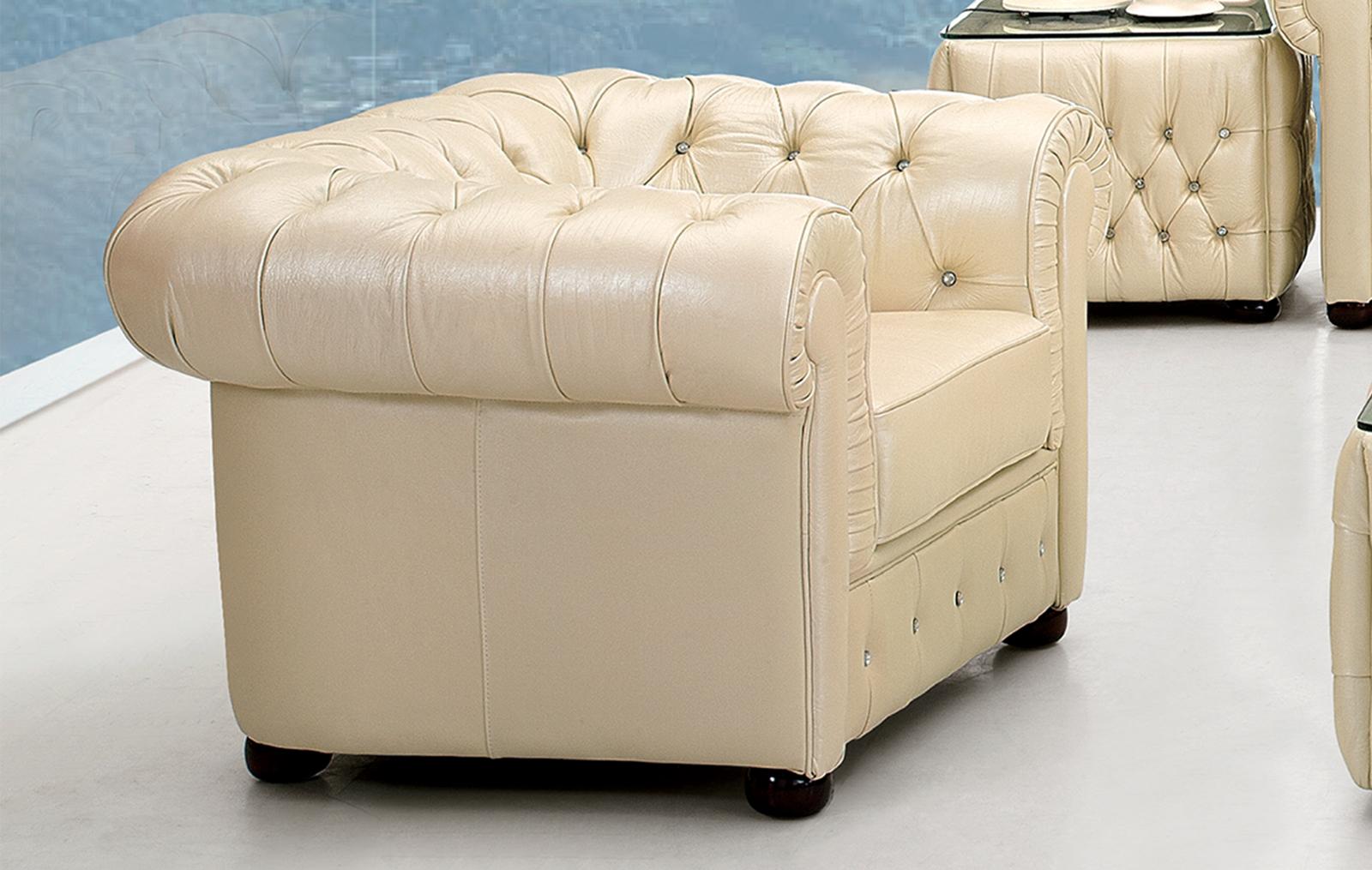 

    
 Shop  Ivory Genuine Italian Leather Sofa Set 3Pcs Contemporary ESF 258
