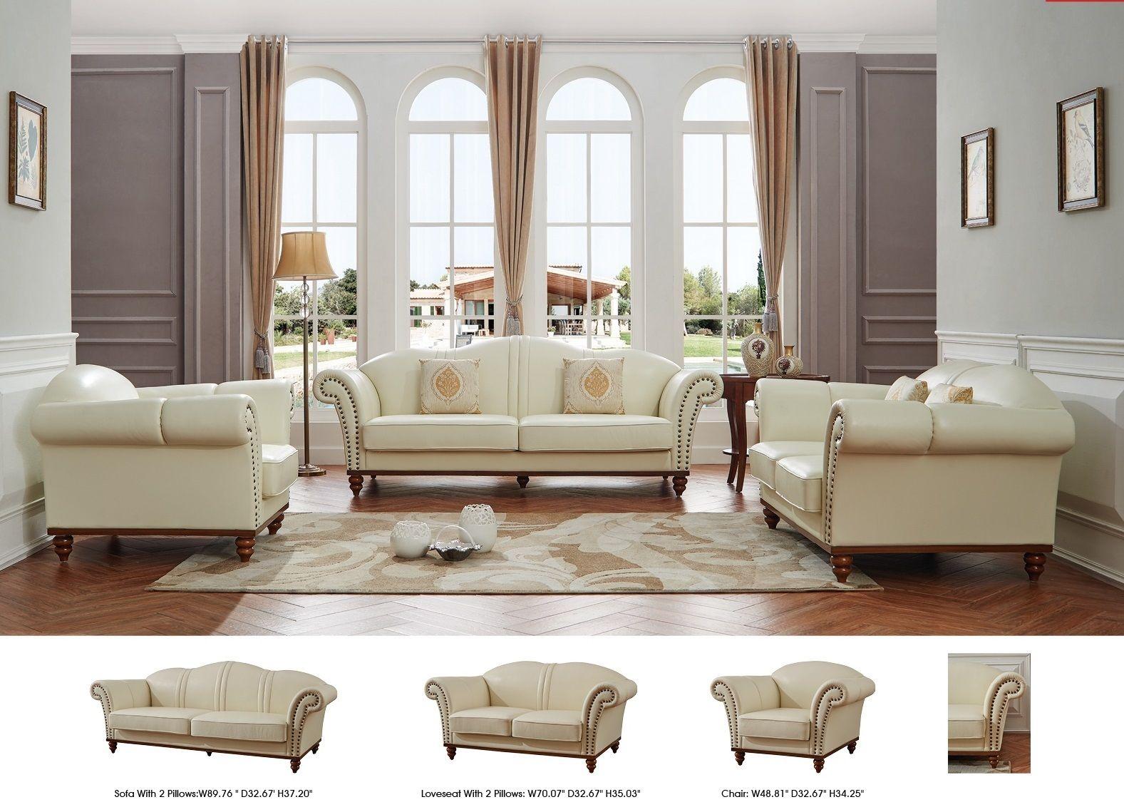 

    
ESF 2601 Ivory-Sofa Set-2 ESF 2601 Ivory Italian Leather Living Room Sofa Set 2Pcs Modern Made in Italy
