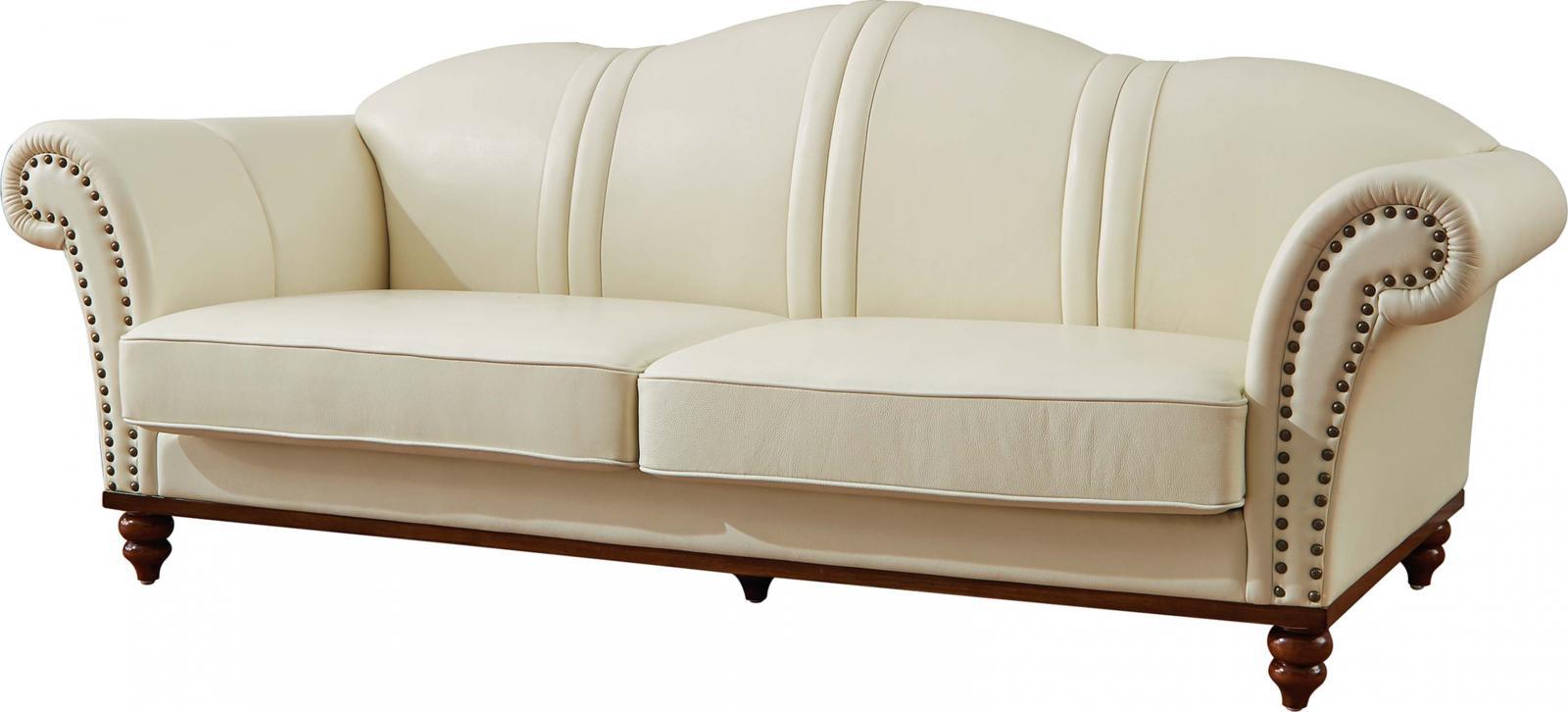 

    
ESF 2601 Ivory Italian Leather Living Room Sofa Set 2Pcs Modern Made in Italy
