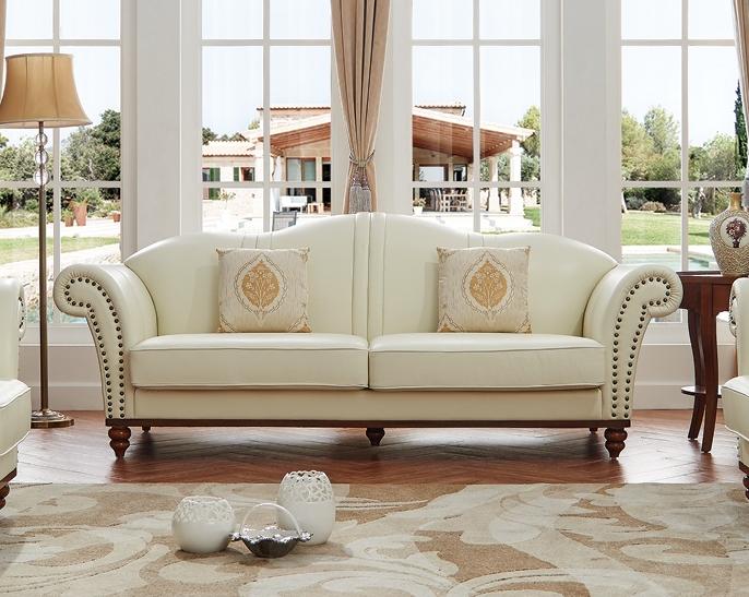 

    
ESF 2601 Ivory Modern Italian Leather Living Room Sofa Loveseat & Chair 3 Pcs
