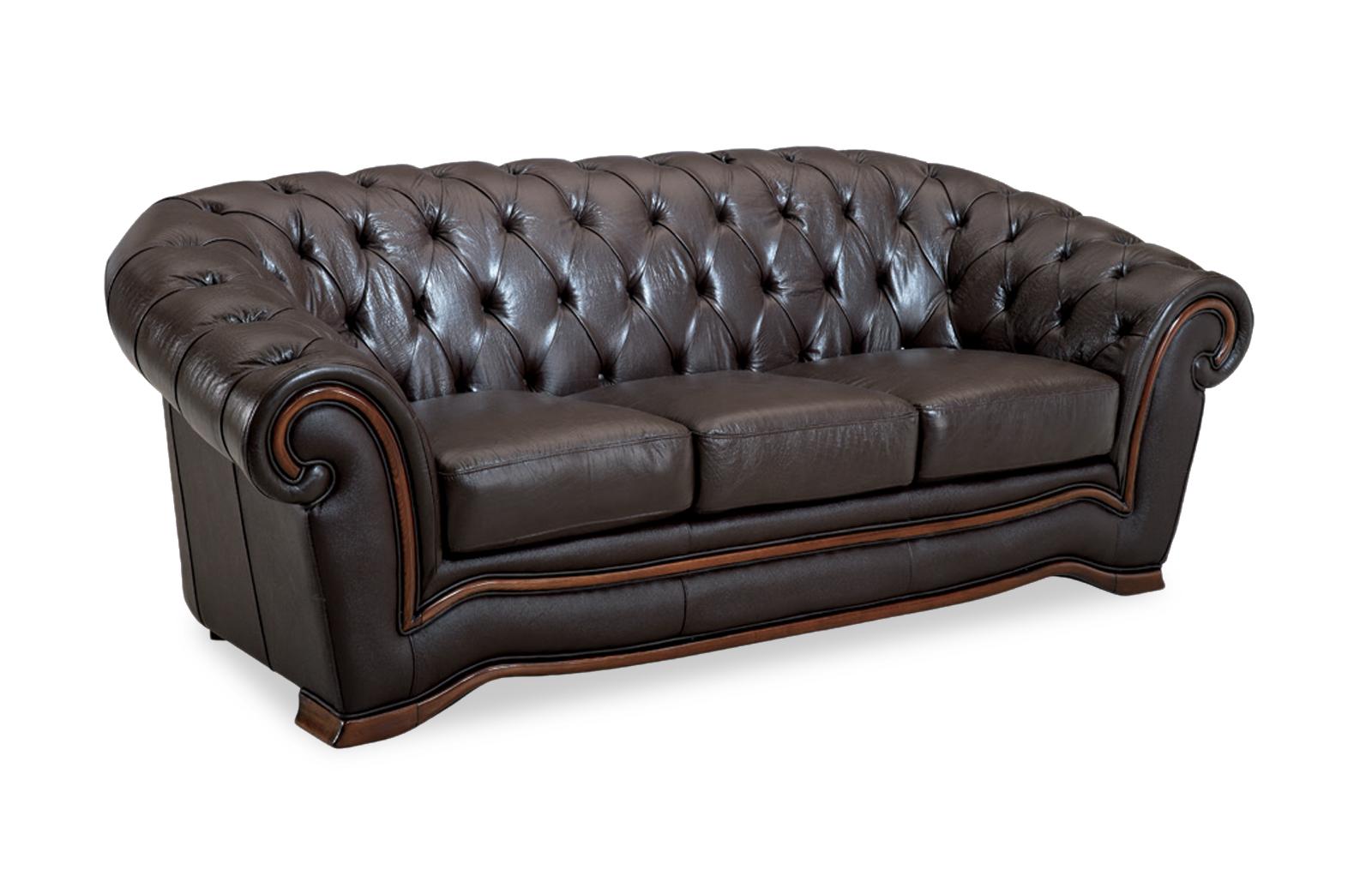 Contemporary Sofa Loveseat and Chair Set 262 Full Leather ESF-262-3PC in Dark Brown Leather