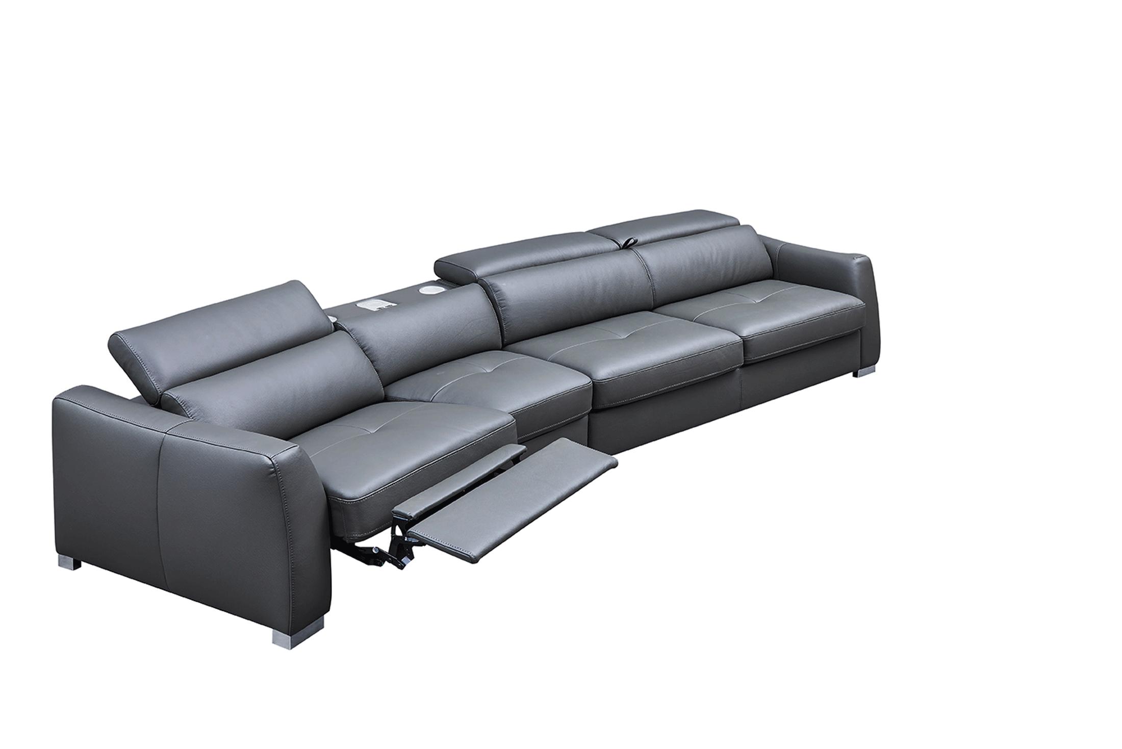 

    
Dark Grey Sectional w/Bed and Electric Recliner LHC Contemporary ESF 312
